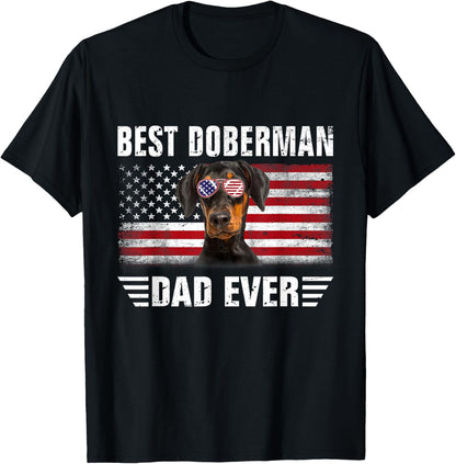 American Flag Best Doberman Dad Ever Tee Dog Dad T-Shirt