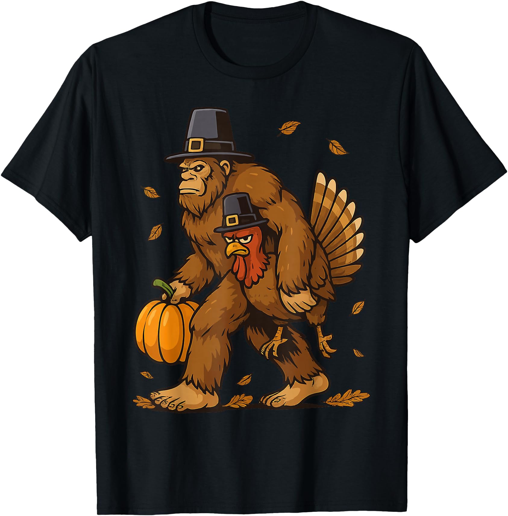 Bigfoot Pilgrim Turkey Pumpkin Thanksgiving Day Boys Men