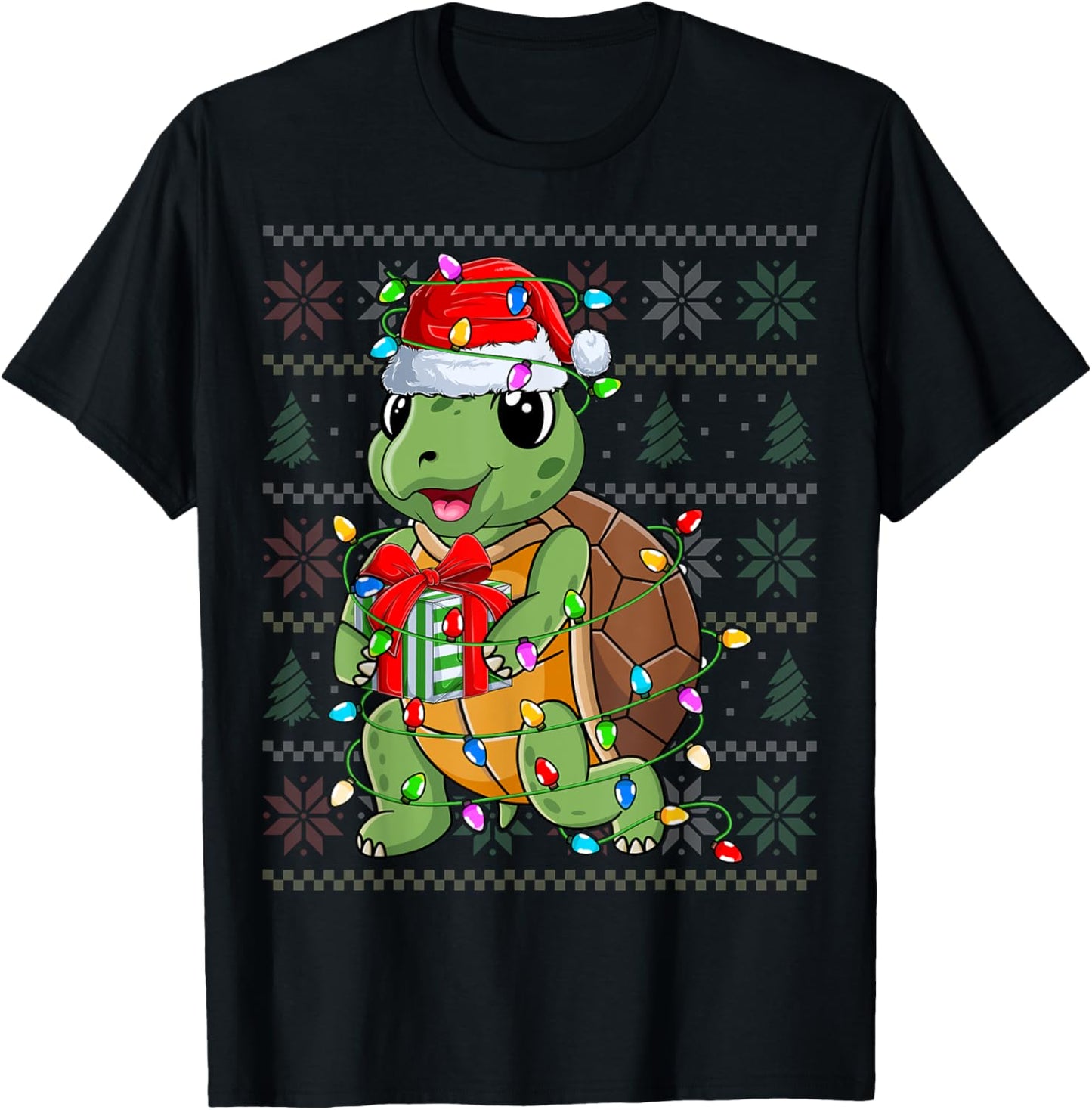 Turtles Wearing Santa Hat Xmas Lights Christmas Turtles