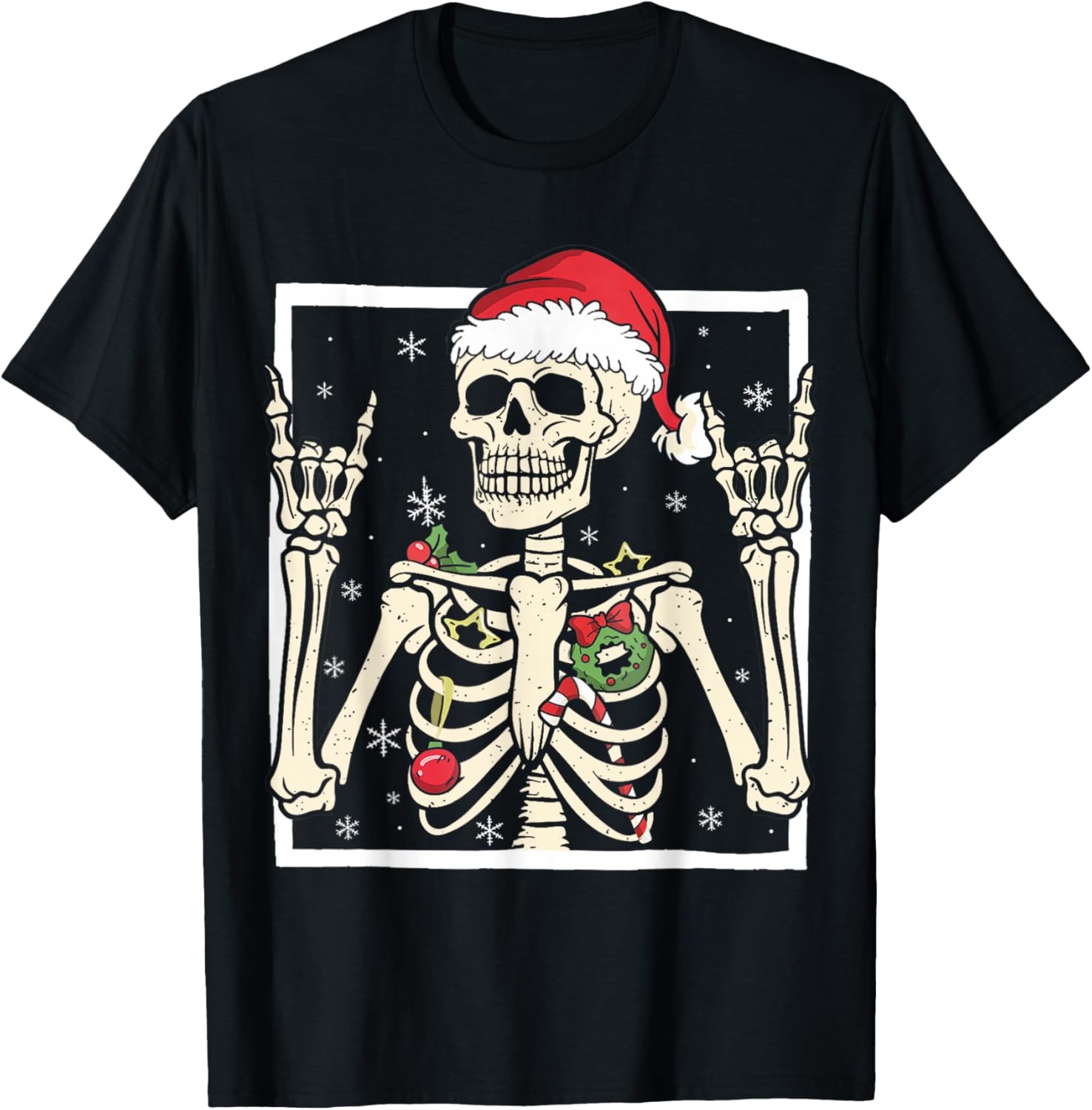 Rocker Skeleton Santa Hat Cool Christmas Punk Rock Men Boys