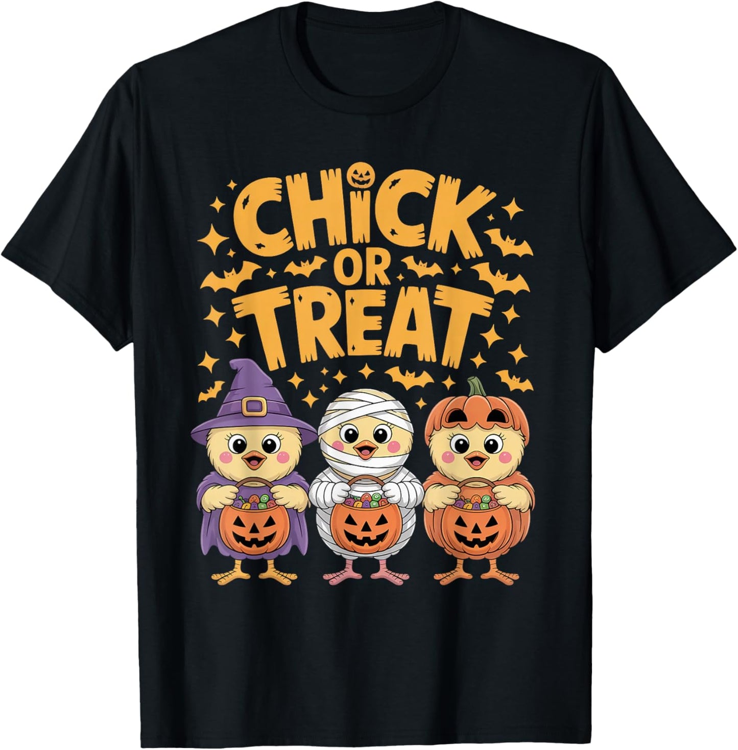 Chick or Treat Halloween Kids Costume Spooky Witch Chicken T-Shirt
