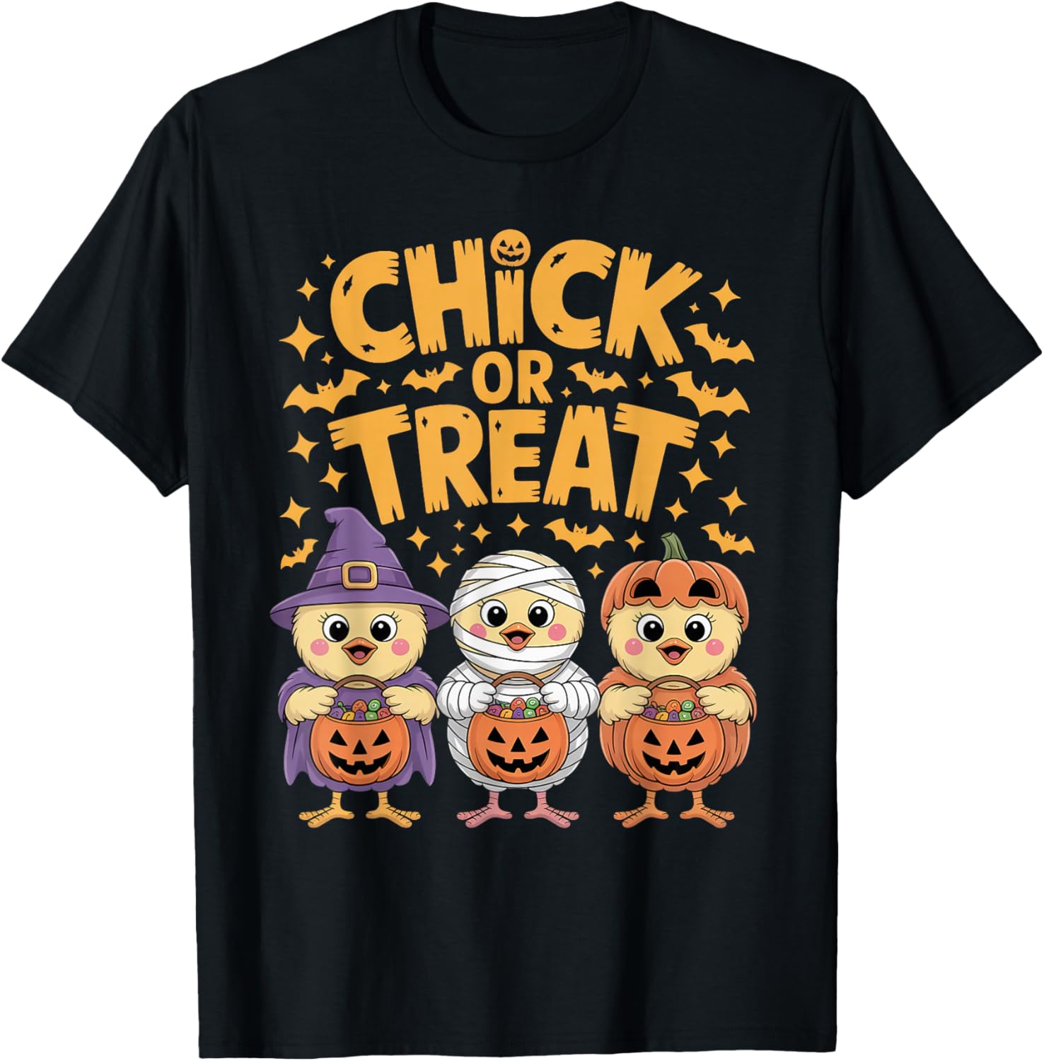Chick or Treat Halloween Kids Costume Spooky Witch Chicken T-Shirt