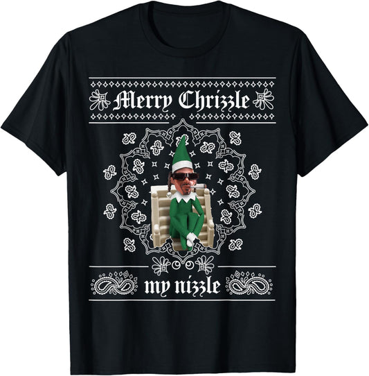 Christmas Elf Gangster Merry Chrizzle OG Bandana Design T-Shirt