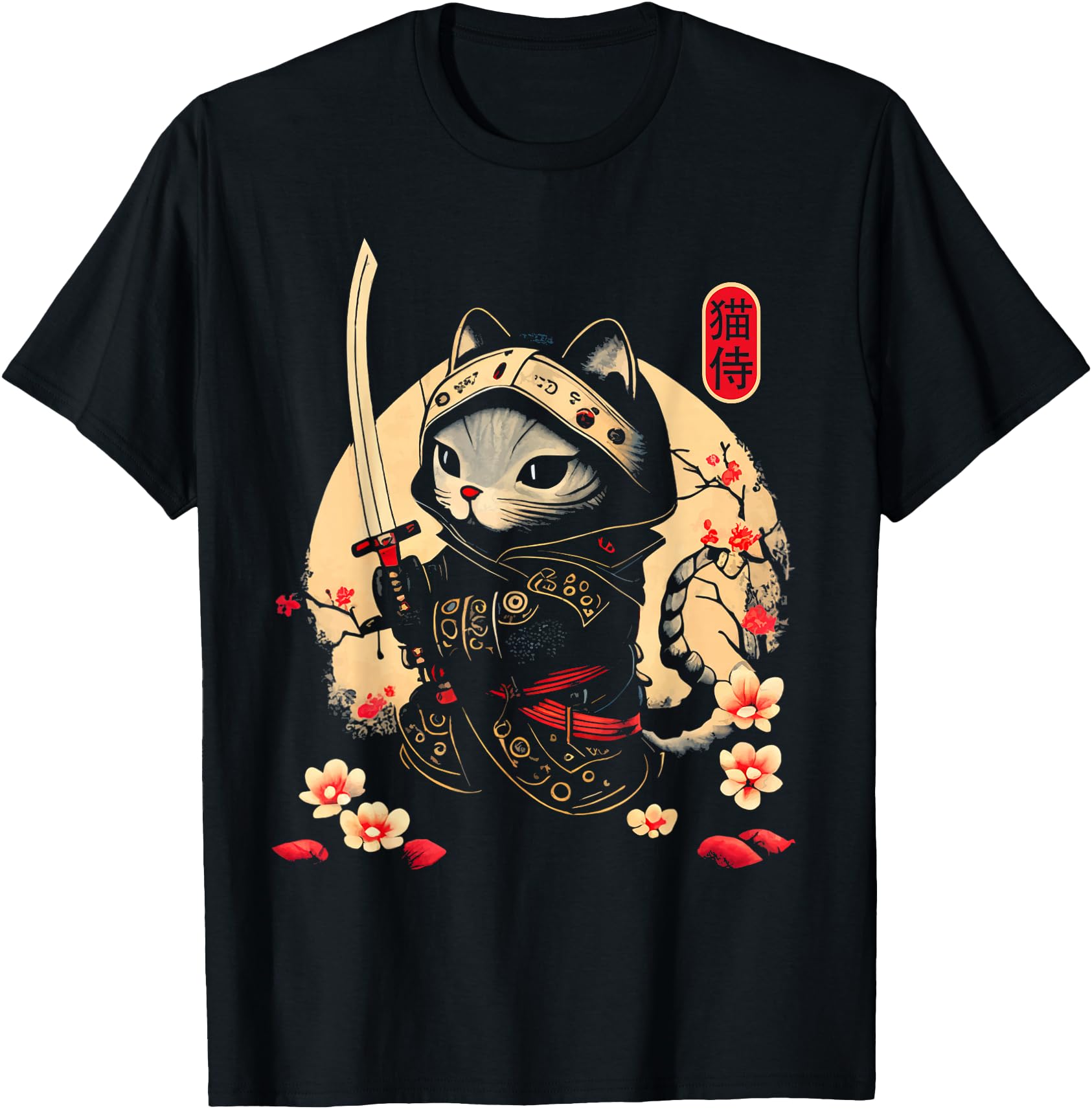 Japanese Samurai Cat Tattoo, Kawaii Ninja Cat