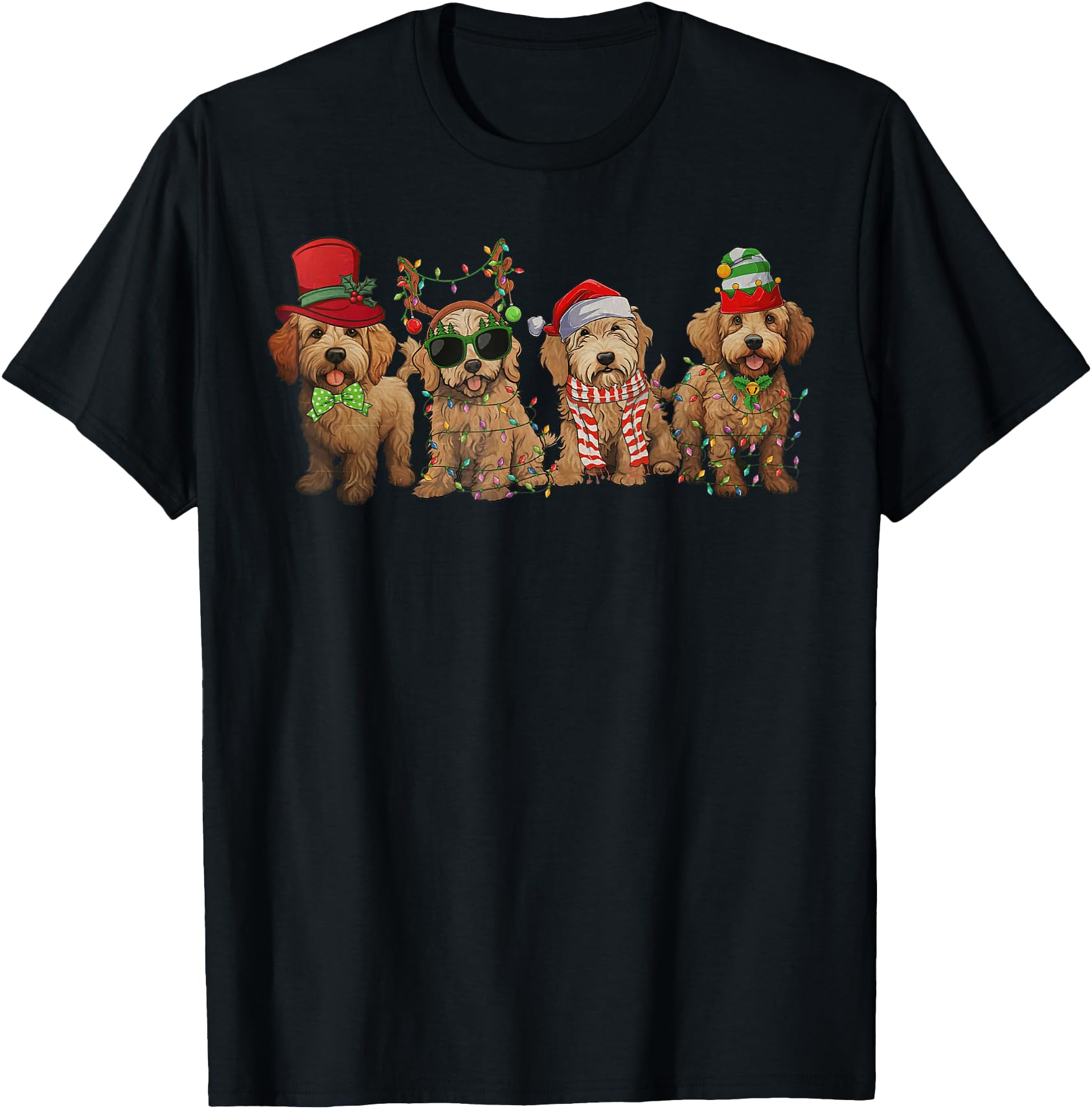 Cute Goldendoodle Dogs Christmas Lights Golden Doodle Dog PJ