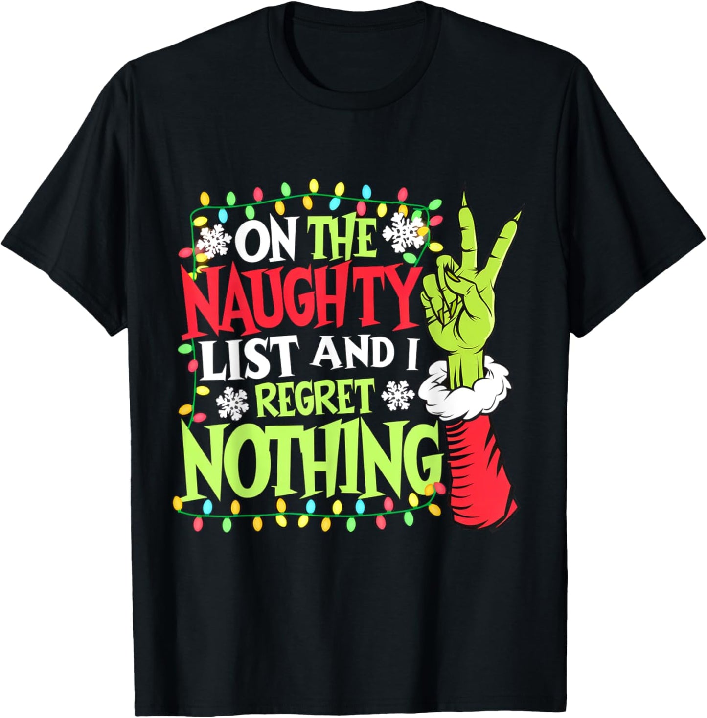 Merry Christmas Funny Holiday Xmas Matching Family On The Naughty List And I Regret Nothing Unisex-Adults Winter Black Small Long Sleeve Cotton Blend Crew Neck Classic Fit