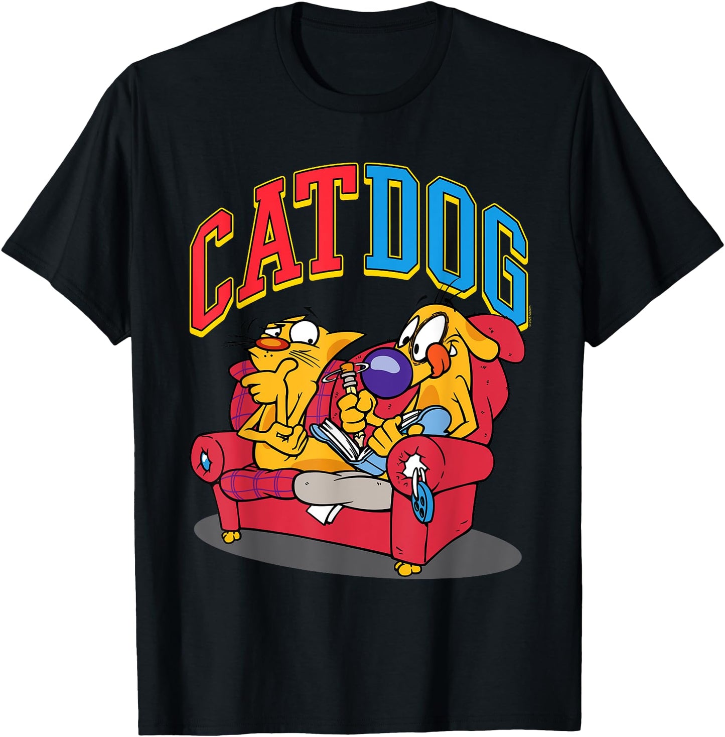 CatDog Hanging Out Retro Cartoon T-Shirt for Men Women Girls