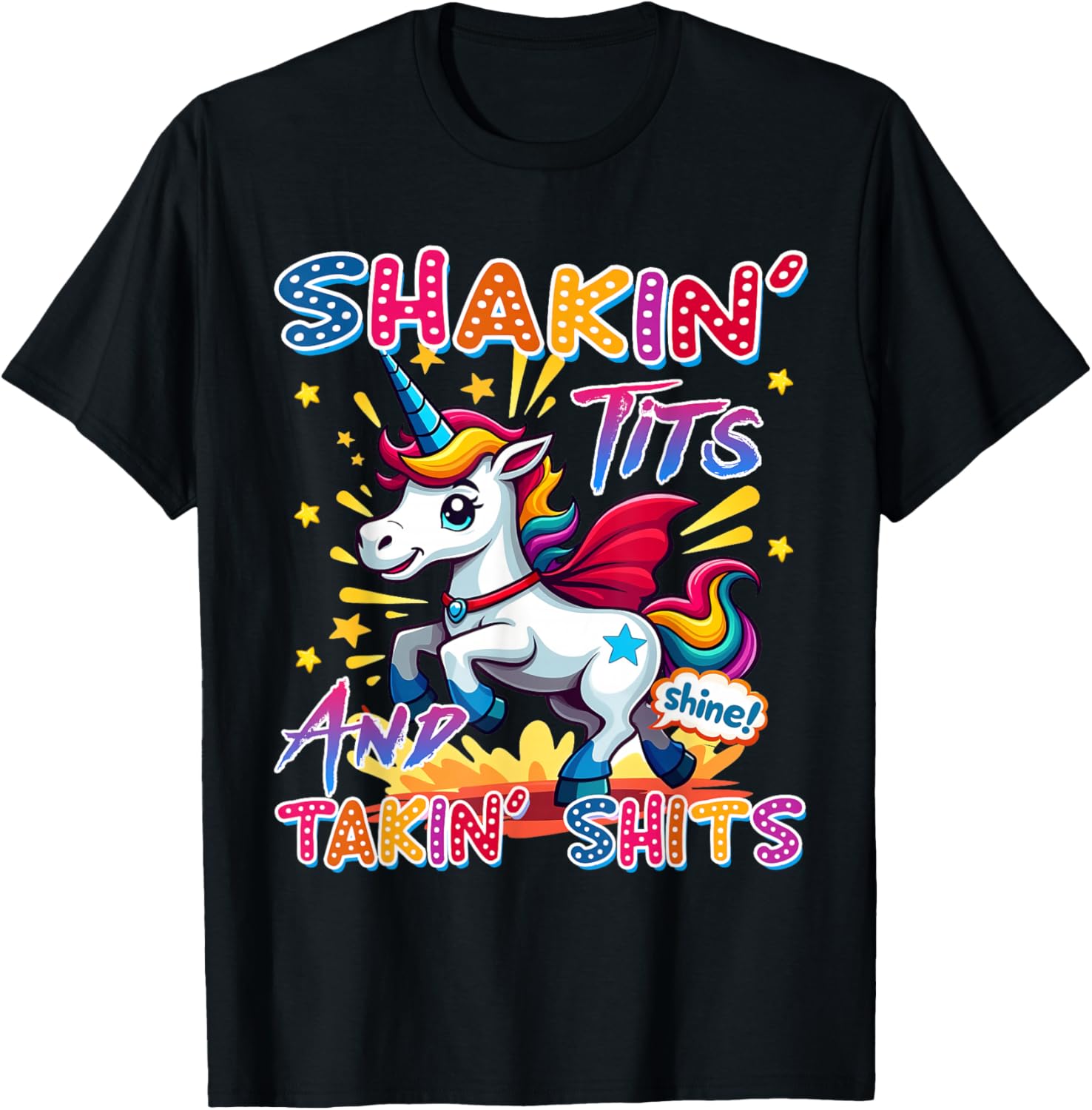 Shakin' Tits and Takin Shits Funny Unicorn Dirty Adult Humor