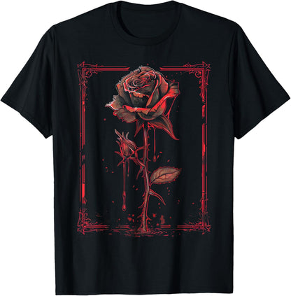 Anime Goth Withered Rose Blood Gothic Art Punk Vintage Edgy