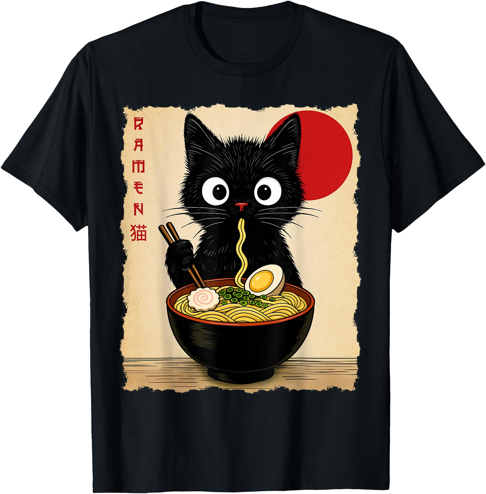 Anime Cat Ramen Japanese Funny Cat Graphic Tees Anime Gifts