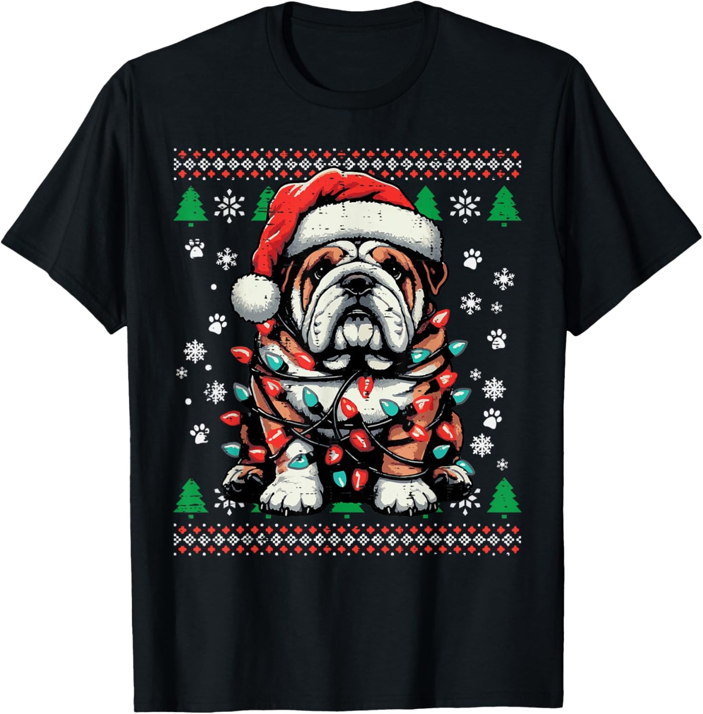 Christmas Dog English Bulldog Santa Ugly Xmas Men Women Kids T-Shirt