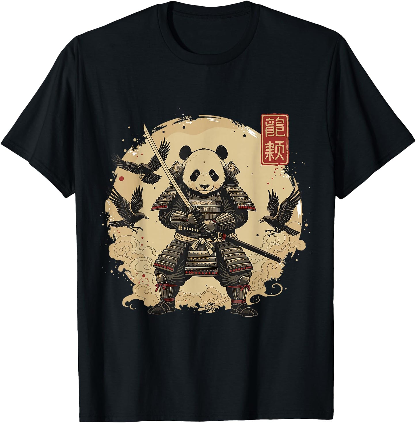 Samurai Panda Shirt Warrior Vintage Graphic Japanese Men