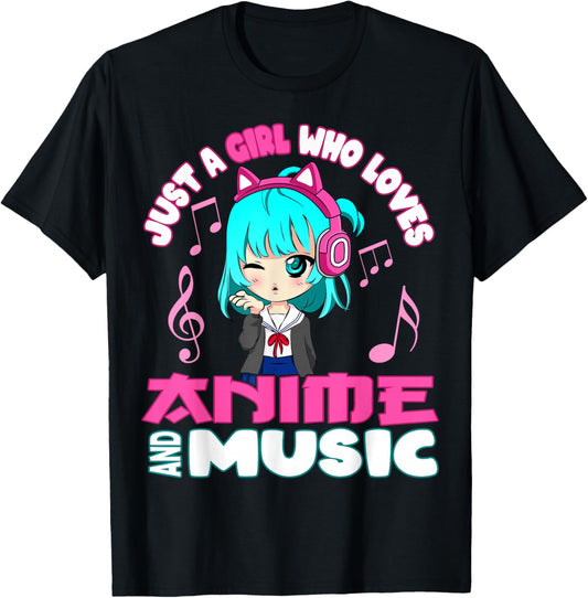 Anime and Music Girl for Teen chibi graphic funny