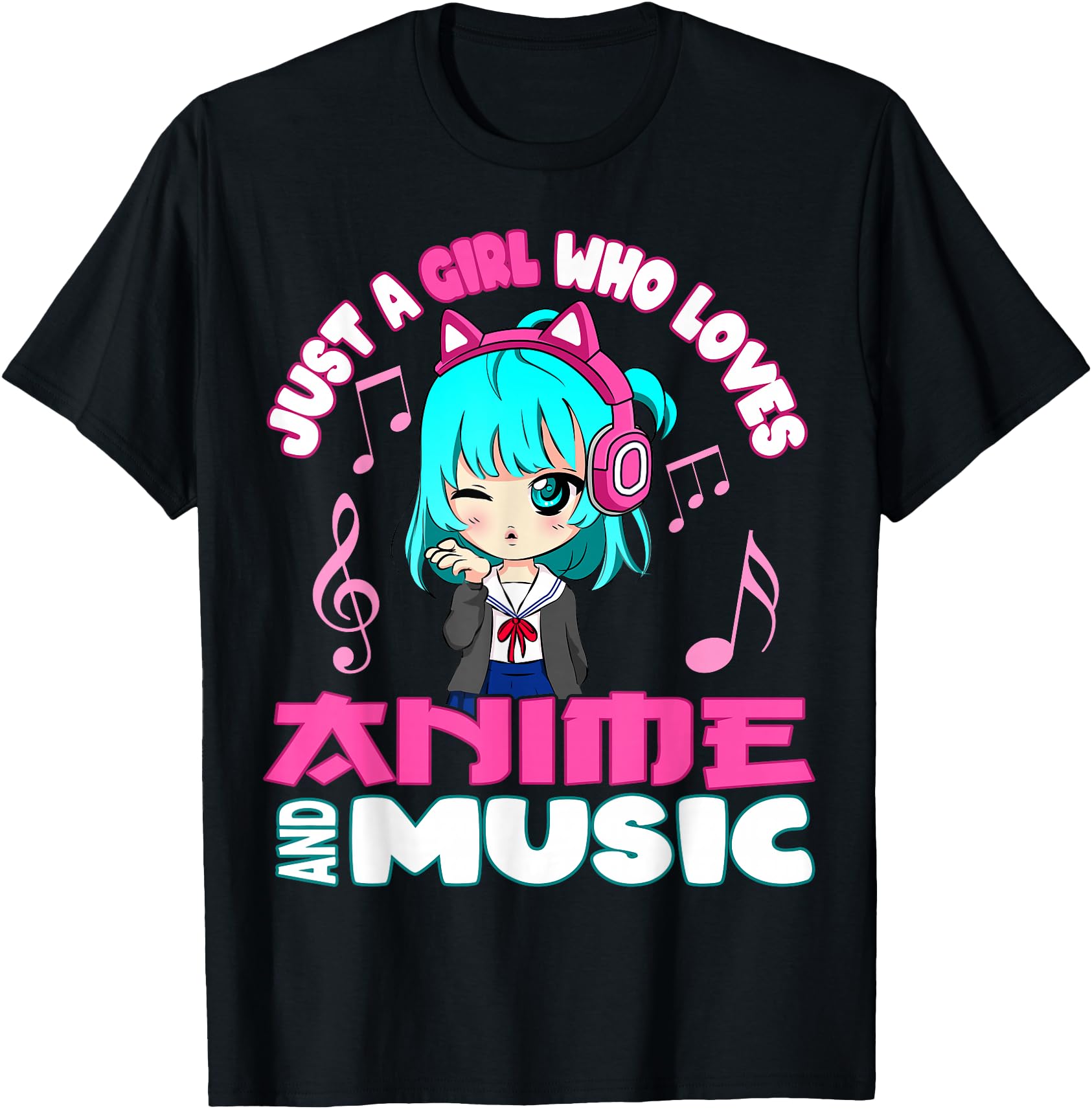 Anime and Music Girl for Teen chibi graphic funny