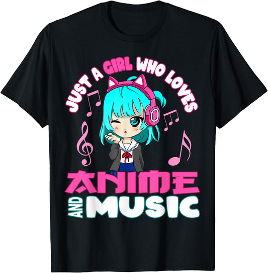 Anime and Music Girl for Teen chibi graphic funny