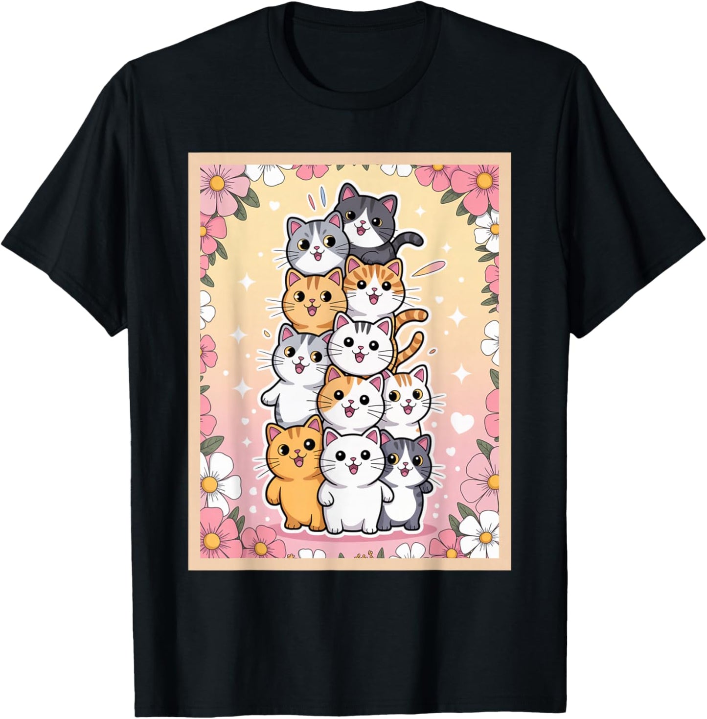 Funny Pile of Kitty Kawaii Cats Funny Cute Cat Lover Chibi