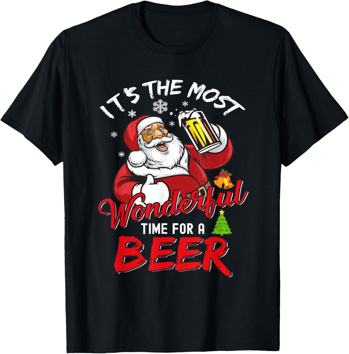 Funny Christmas Santa Claus Drinking Beer Wonderful Time