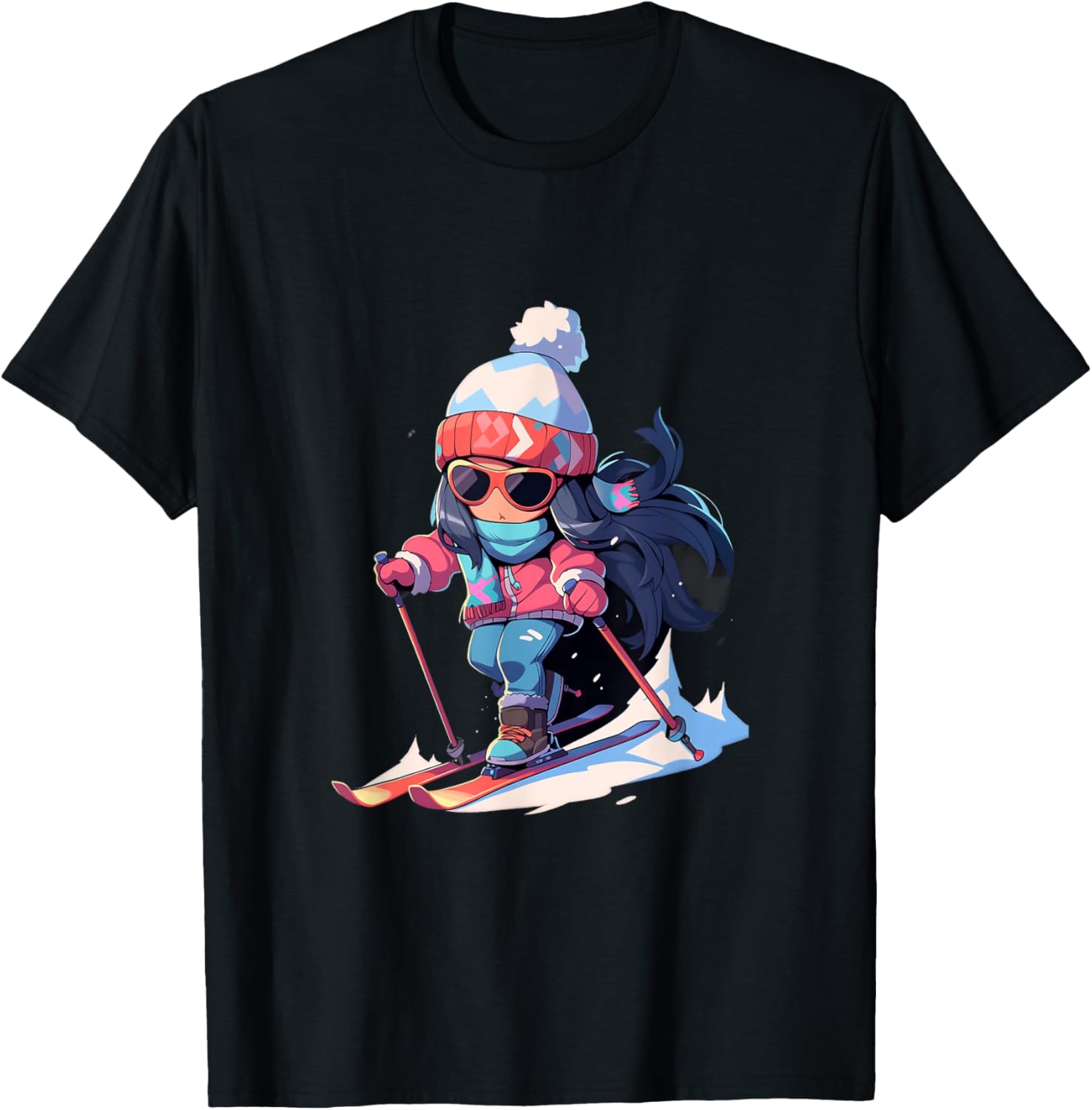 Skiing Ski Snow Skier Chibi Girls Children