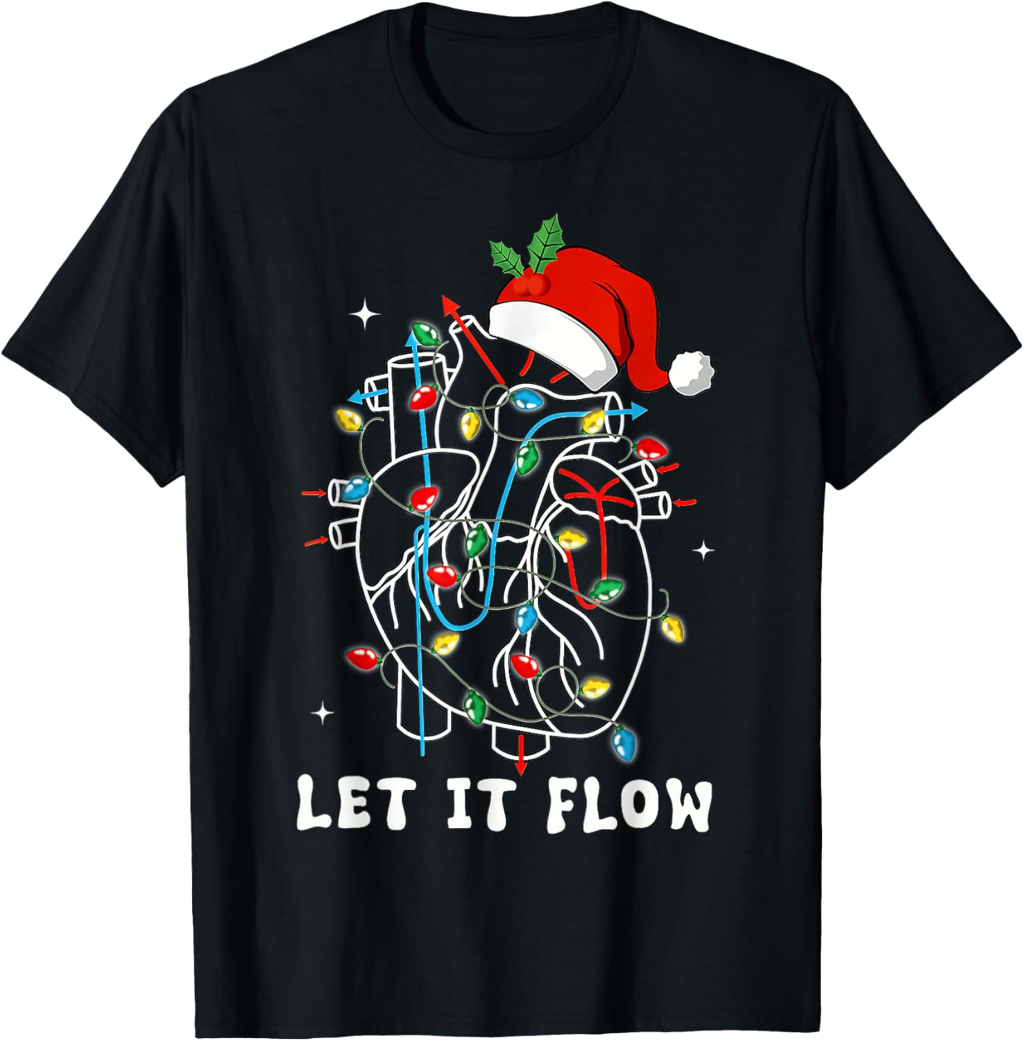 Funny Let It Flow Anatomy Heart Cardiac Nurse Santa Hat Xmas