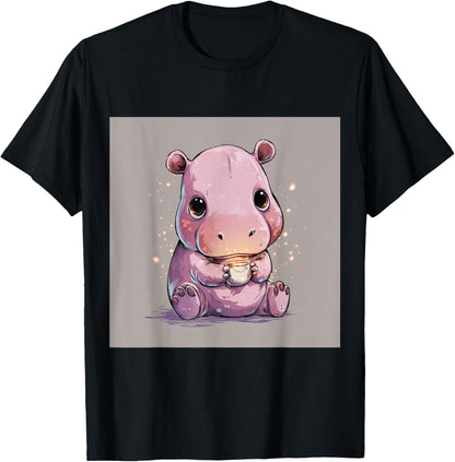 Cute Cartoon Hippo Chibi Style Cute Baby Hippo