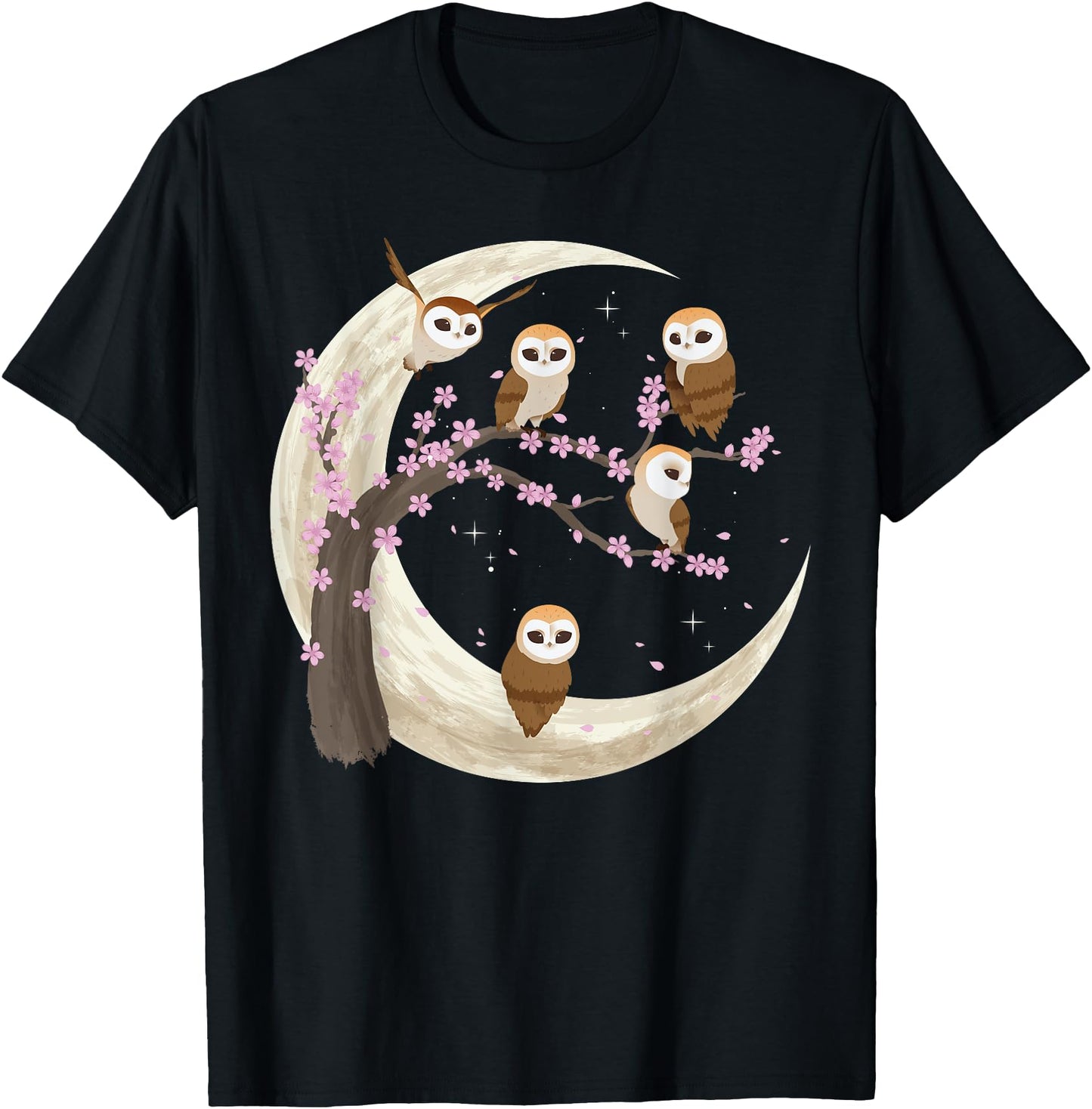 Owls Moon Shirt Japanese Sakura Cherry Blossom Owls Night