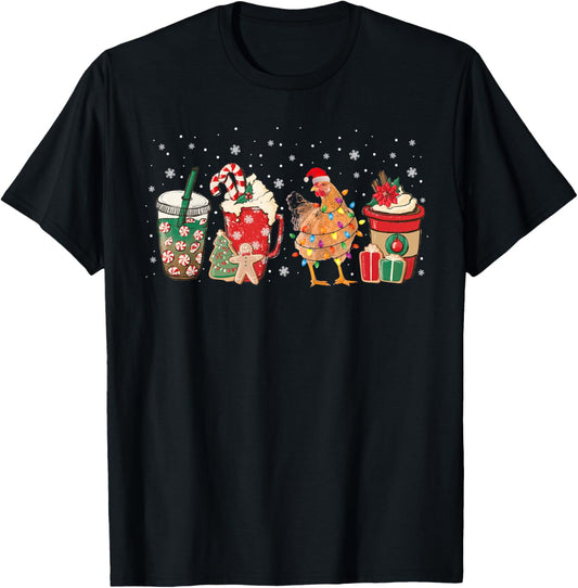 Christmas Lights Chicken Shirt Coffee Latte Sweatshirt T-Shirt