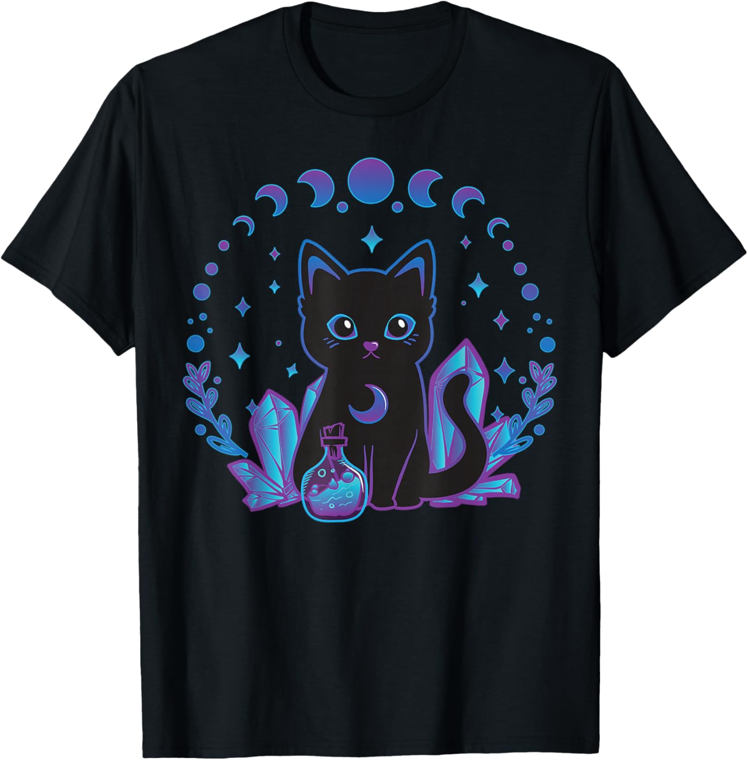 Black Witchy Cat Crystals Gothic Women Kawaii Pastel Goth