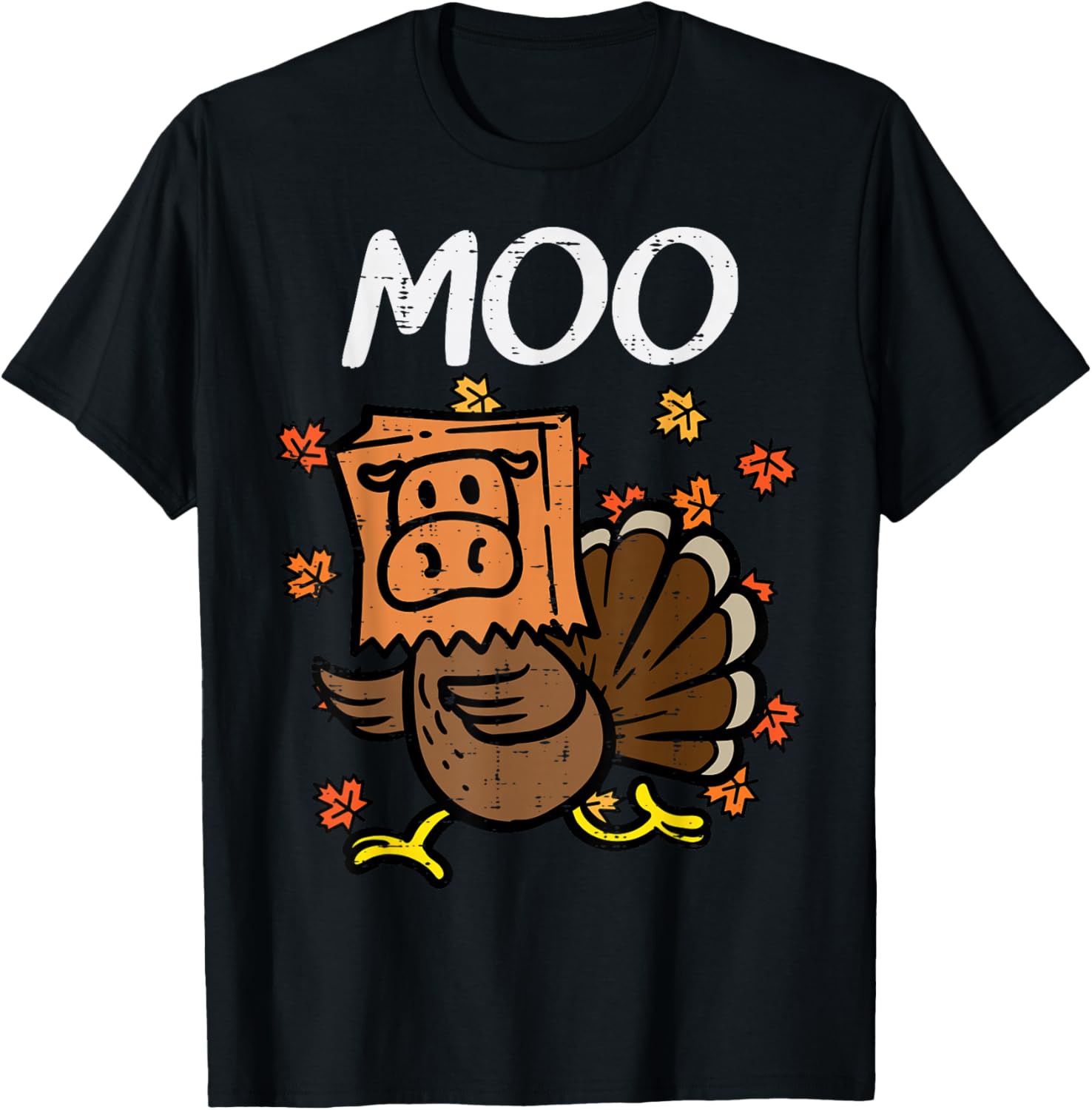 Thanksgiving Turkey Moo Cow Head Funny Fall Men Women Kids