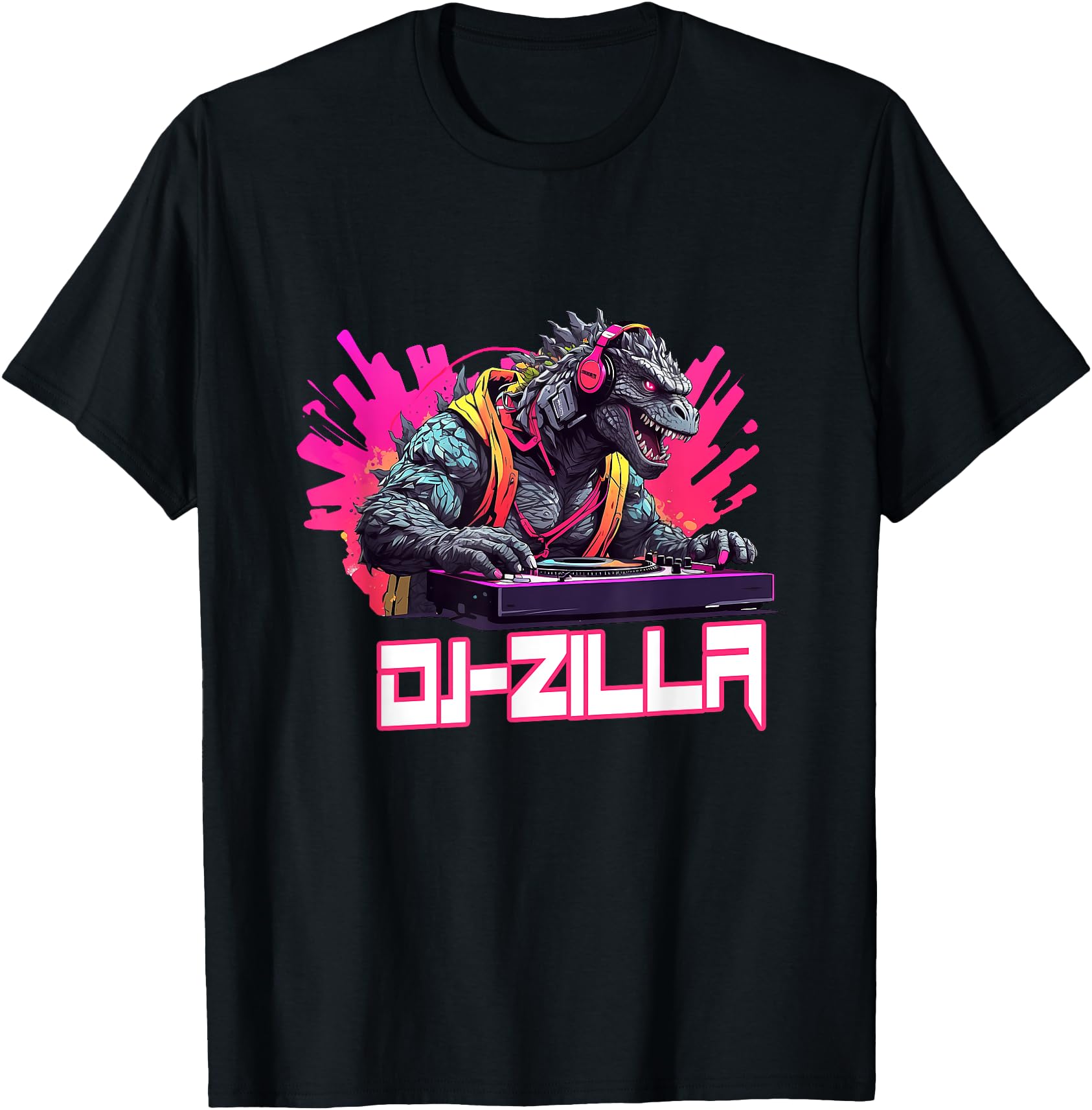 Japanese Monster Kaiju Dj-Zilla With Headphones Spinning