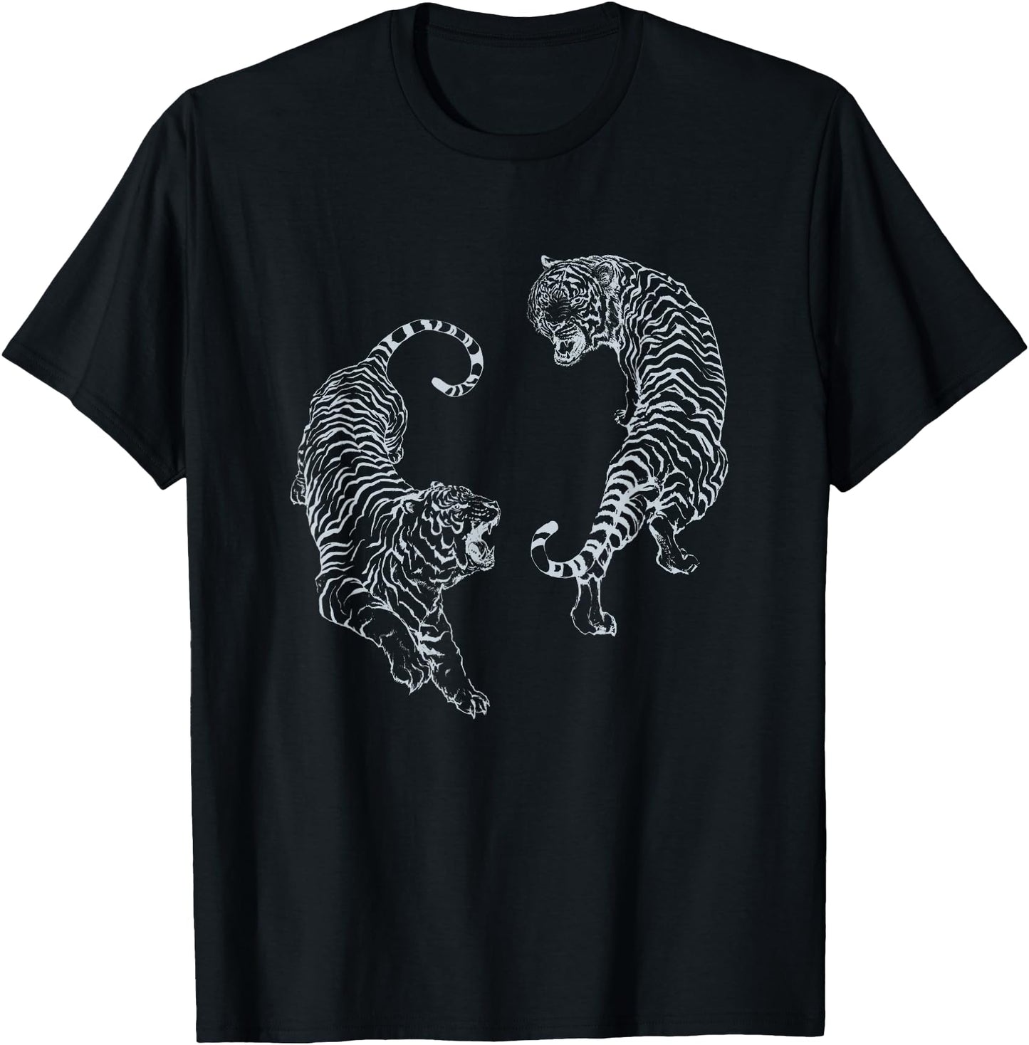 Vintage Tiger Aesthetic Tattoo Art Twin Tigers