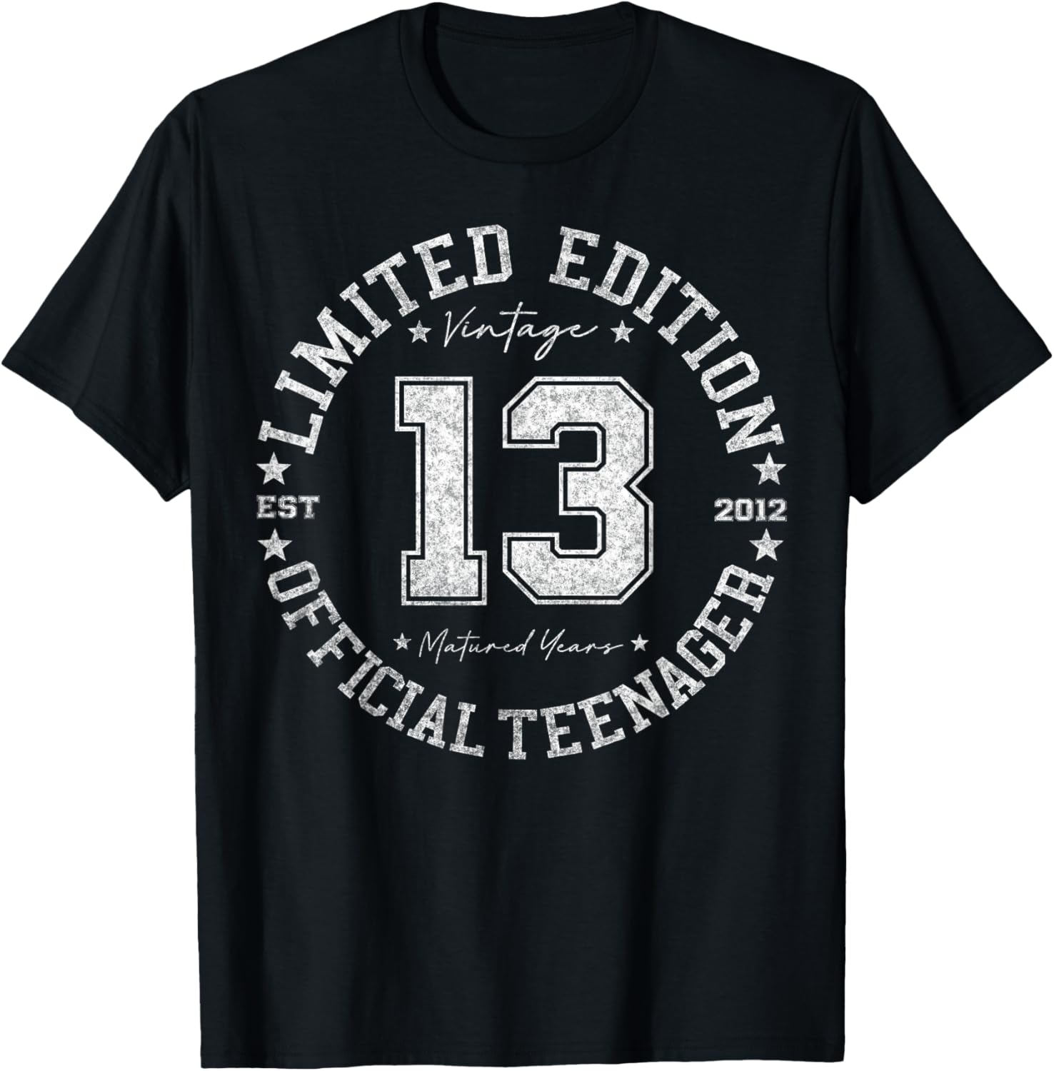Retro One Of a Kind Shirts For Men Women 2025 Official Teenager 13 Year Old Gifts Vintage 13th Birthday T-Shirt - Unisex-Kids 13-year-olds Black Short Sleeve Crew Neck T-Shirt - Small
