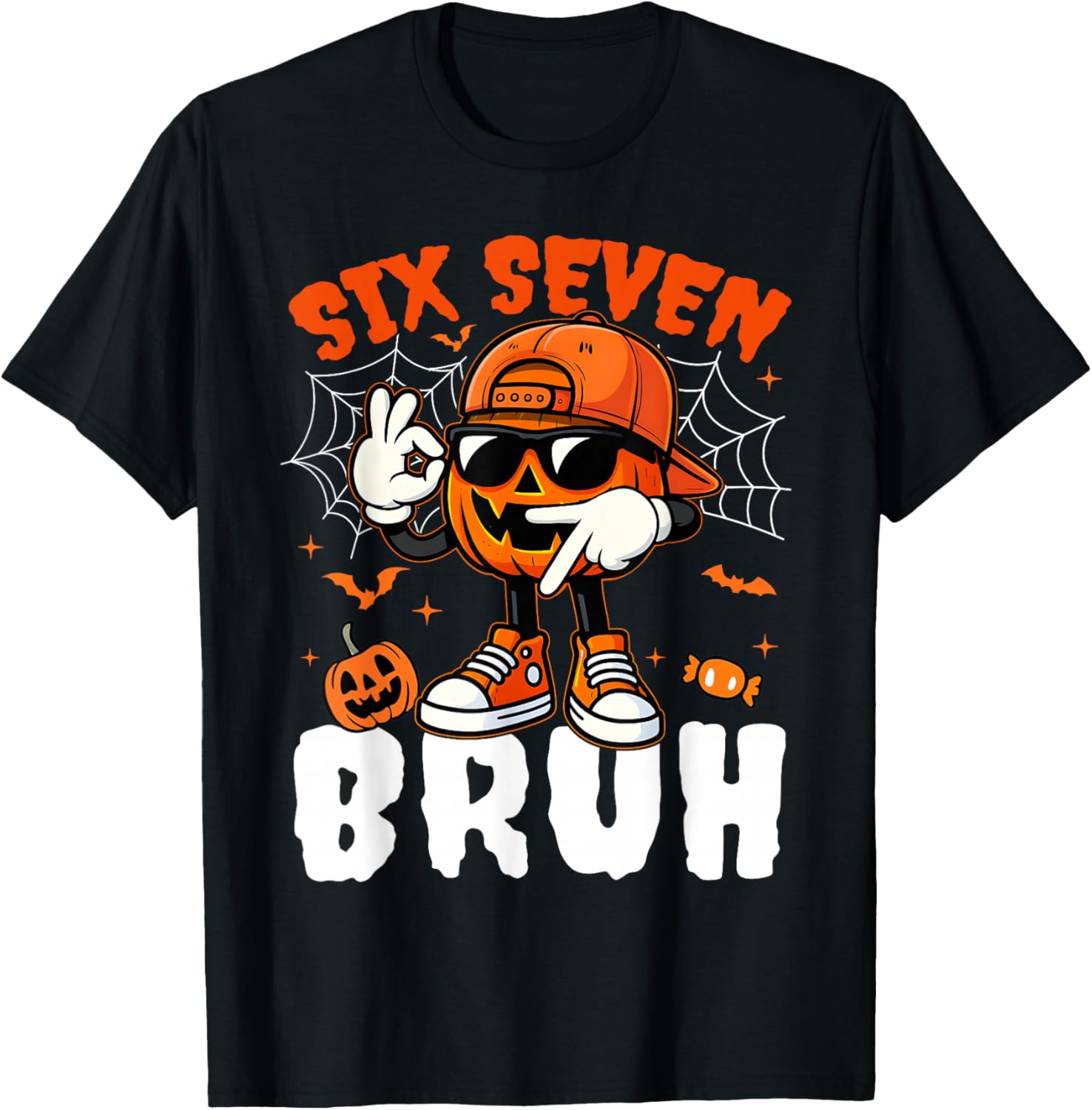 Funny Six Seven Meme Brainrot Pumpkin Kids Bruh 67 Halloween