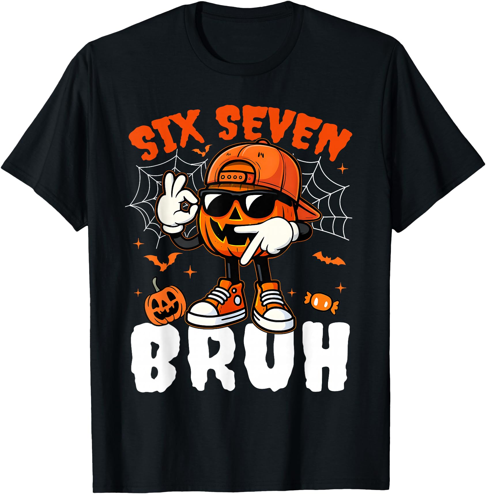 Funny Six Seven Meme Brainrot Pumpkin Bruh 67 Halloween