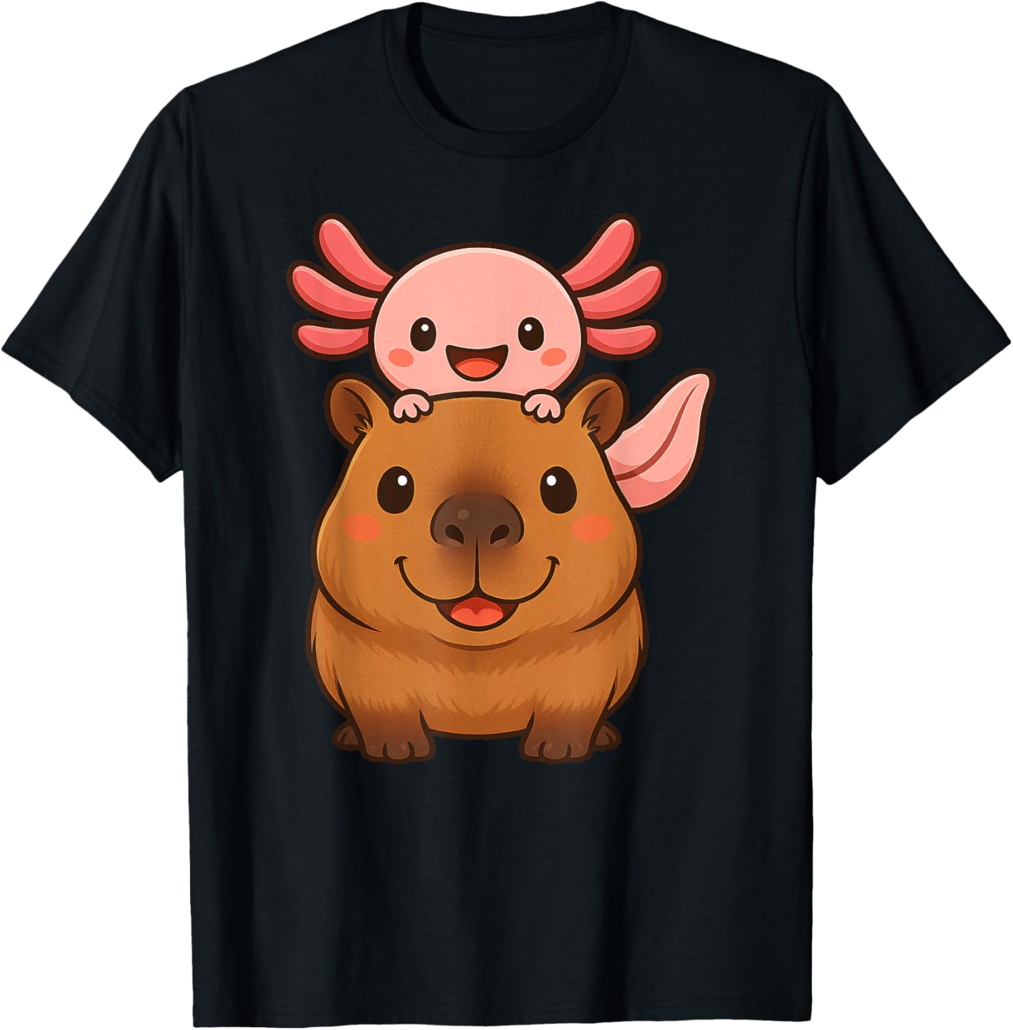 Capybara Axolotl Kawaii Animal Lover Zoo Day Boys Girls Kids T-Shirt