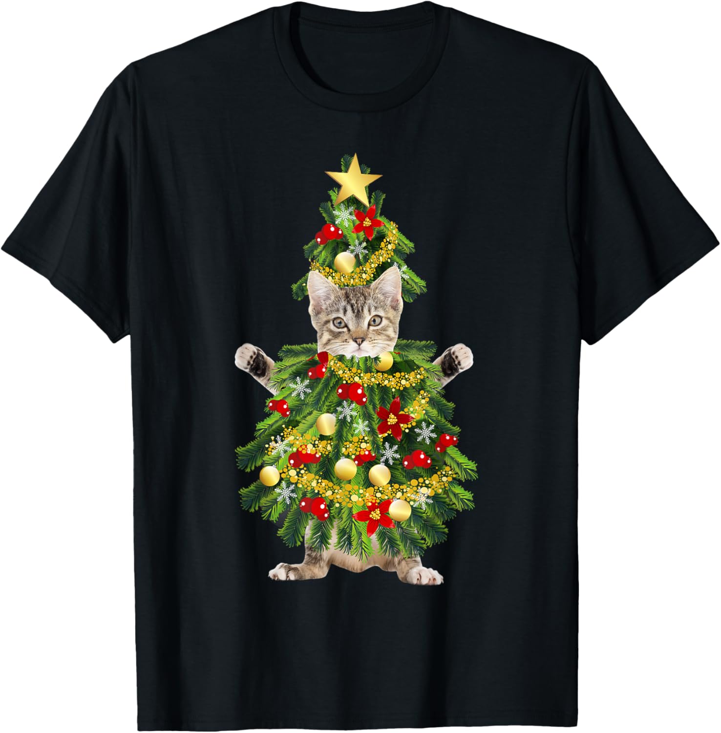 Funny Xmas Holiday Cat Christmas Tree for Cat Kitten Lovers T-Shirt for Men Women