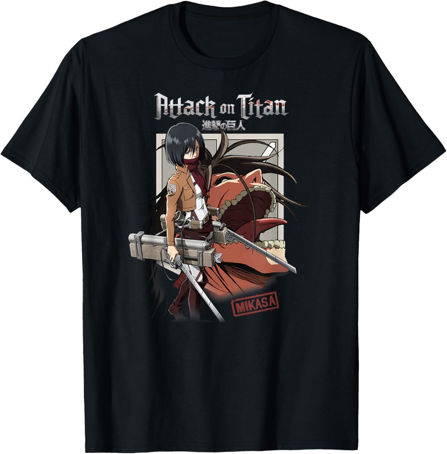 Attack on Titan Mikasa with Titan and Shield Anime