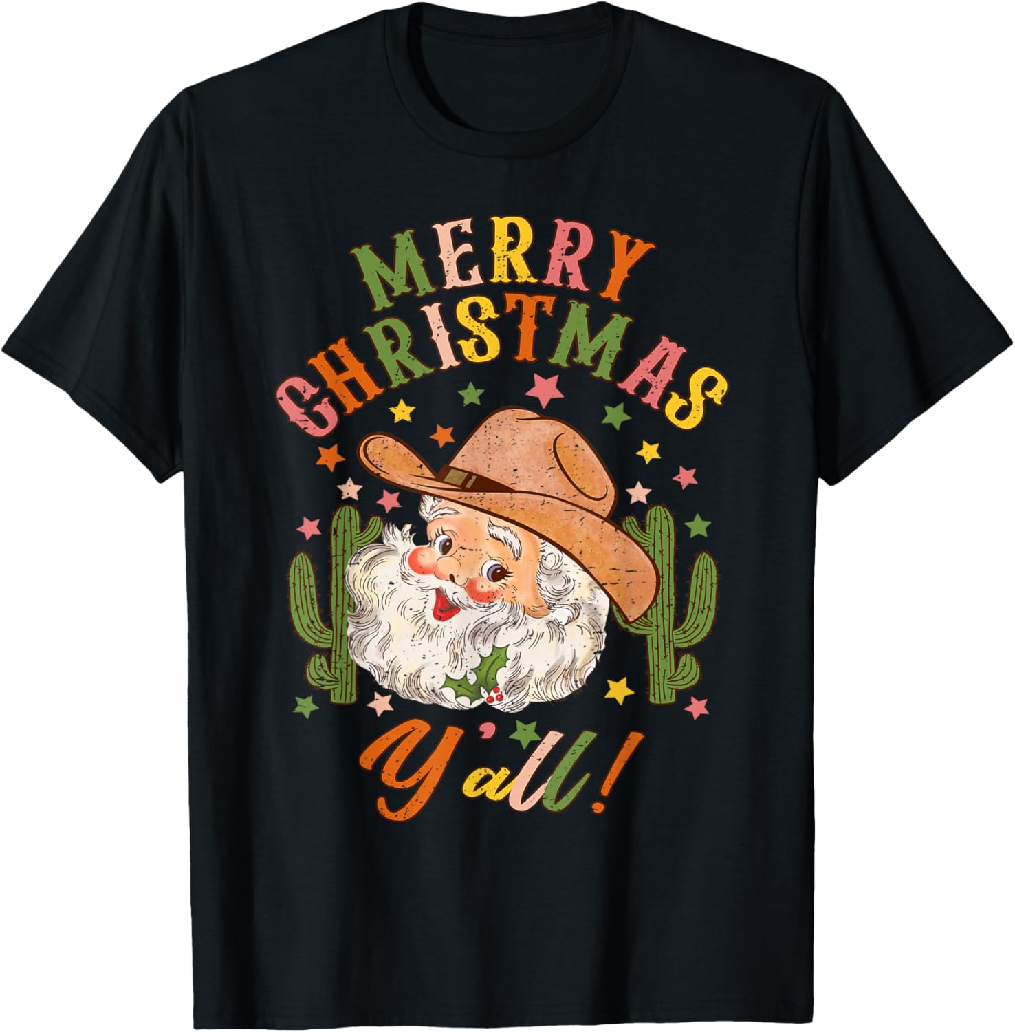 Merry Christmas Y'all Howdy Santa Cowgirl Cowboy Hat Xmas