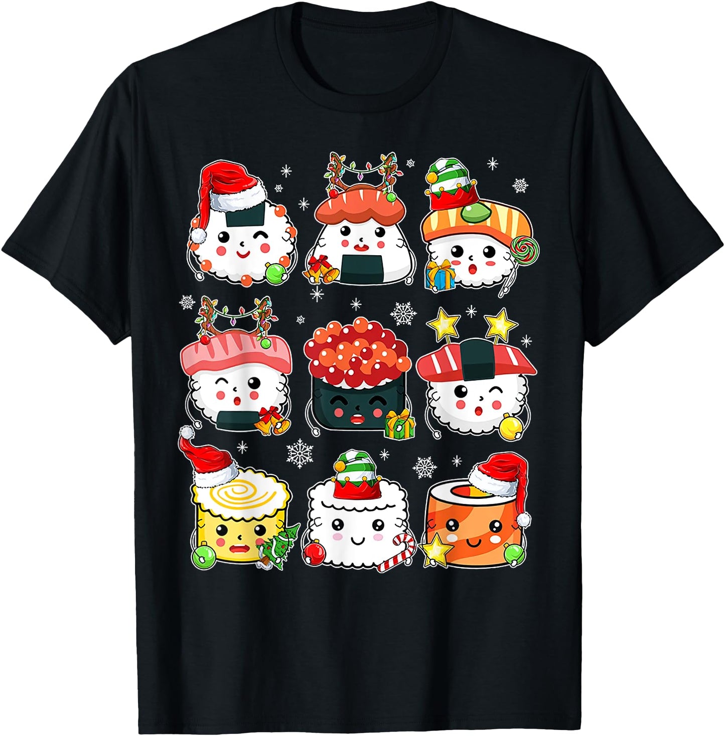 Christmas Kawaii Sushi Santa Hat Lights Japanese Food Lover