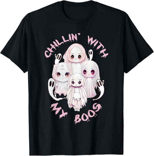 Chillin With My Boos Halloween Kawaii Anime Chibi Ghost