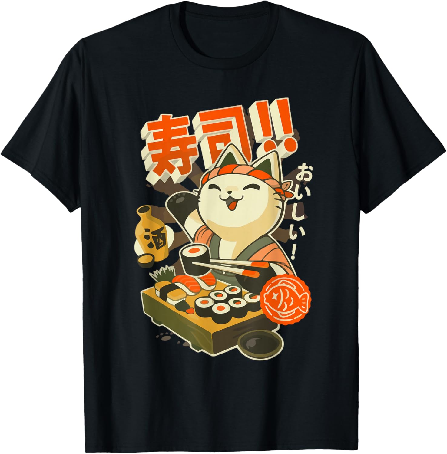 Ramen clothing graphic Cat Sushi Kawaii Anime Tee Japanese