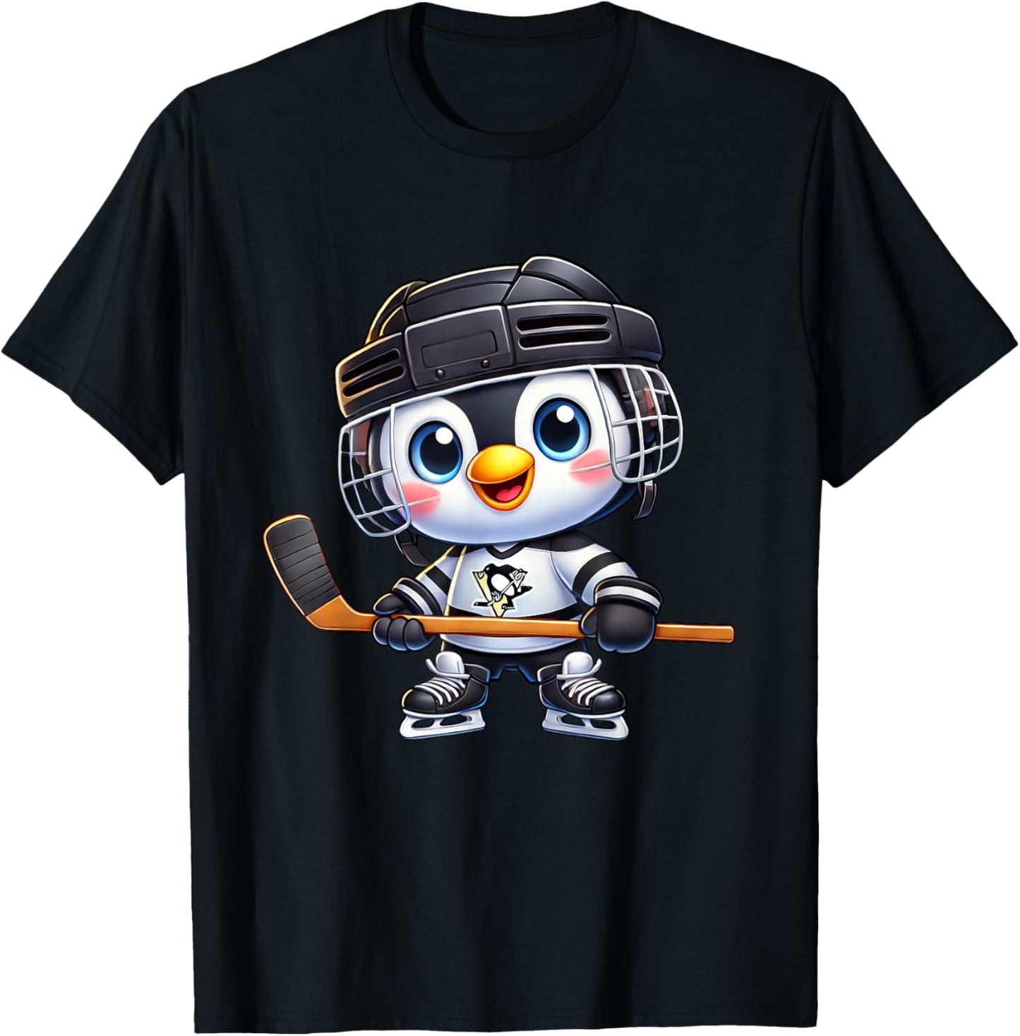 Cartoon Penguin Hockey Player Ice Hockey