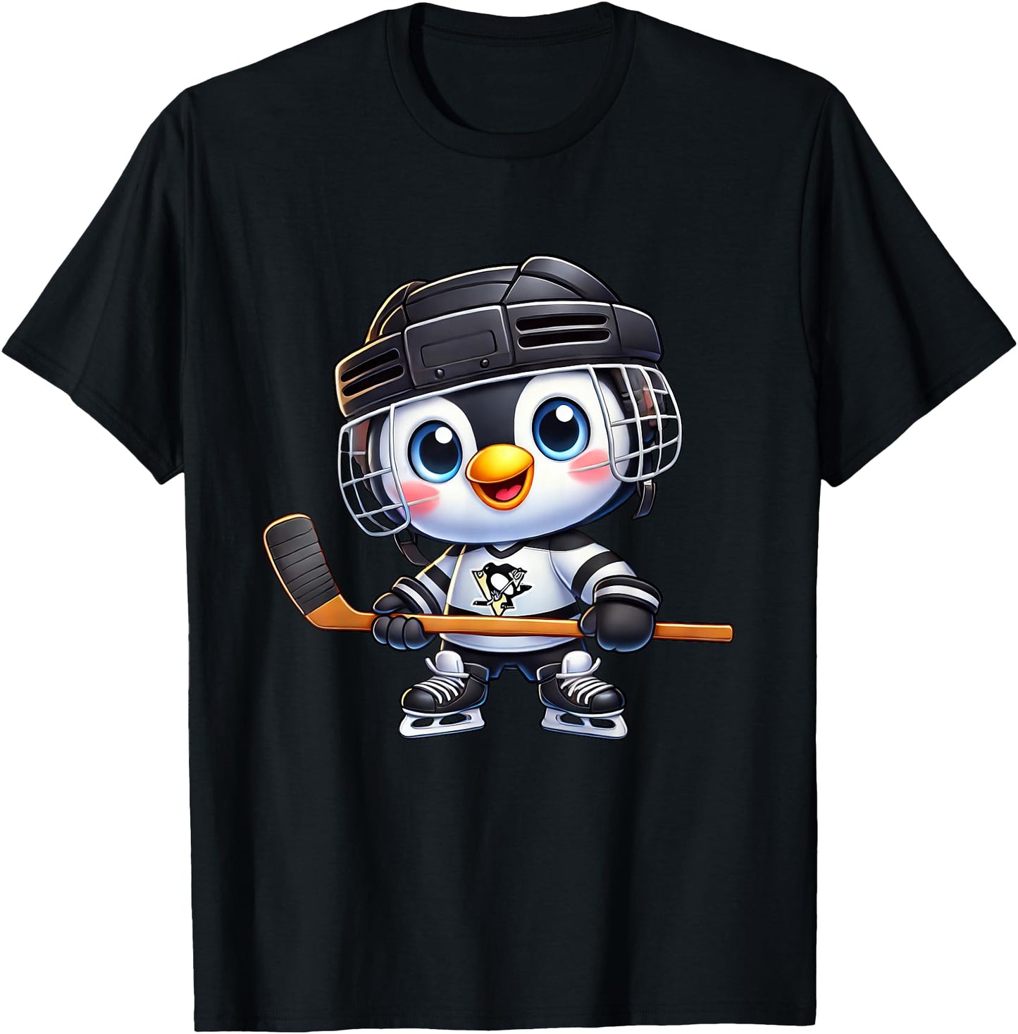 Cartoon Penguin Hockey Player Ice Hockey