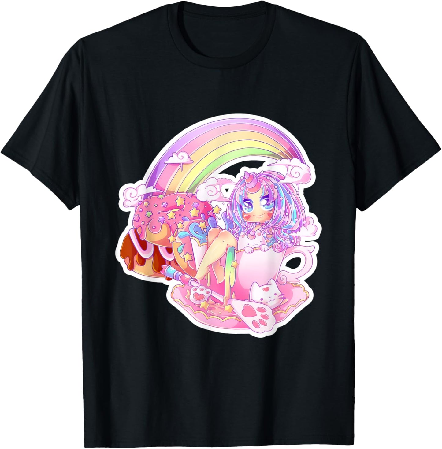 Japanese Anime Girl Kawaii Rainbow Unicorn Tea Chibi
