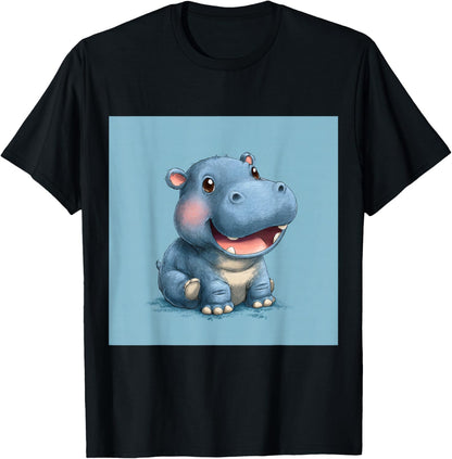 Cute Cartoon Hippo Chibi Style Cute Baby Hippo