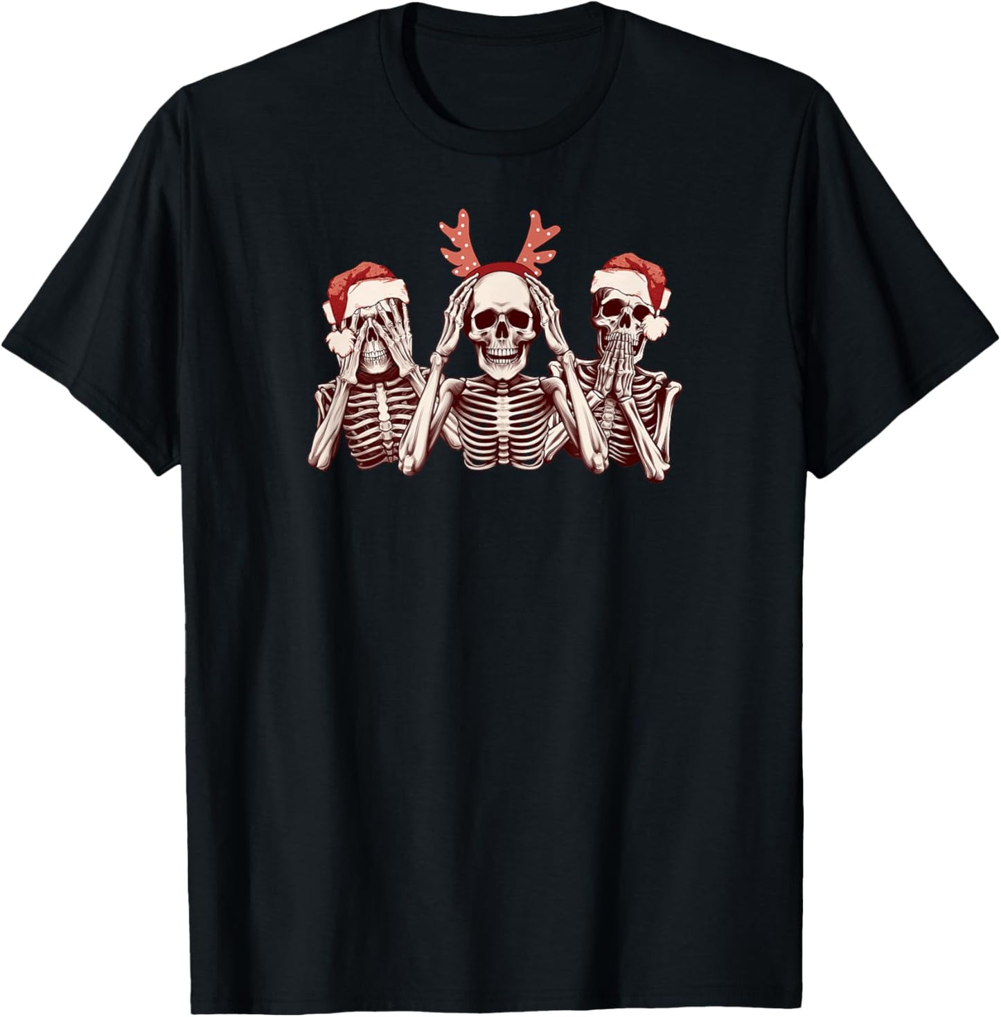 Funny Christmas Skeleton See Hear Speak No Evil