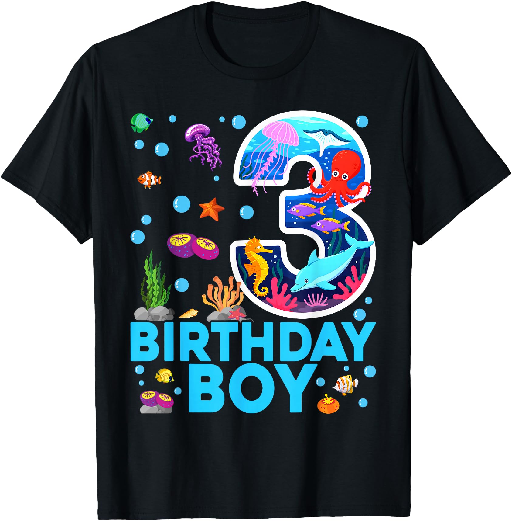 3rd Birthday Party Ocean 3 Year Old Sea Fish Birthday Boy