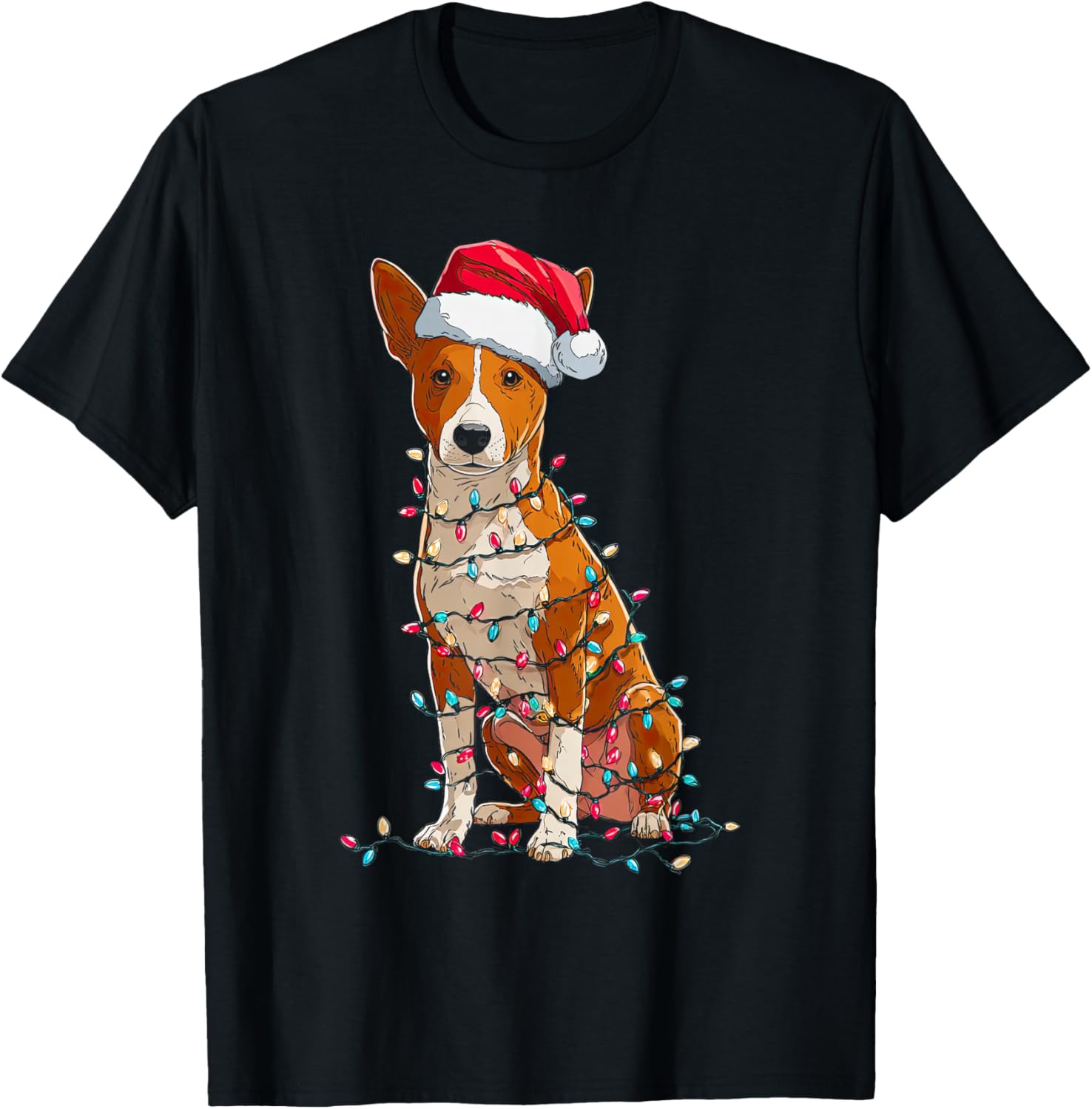 Funny Basenji Christmas Graphics Dog Lights Lover