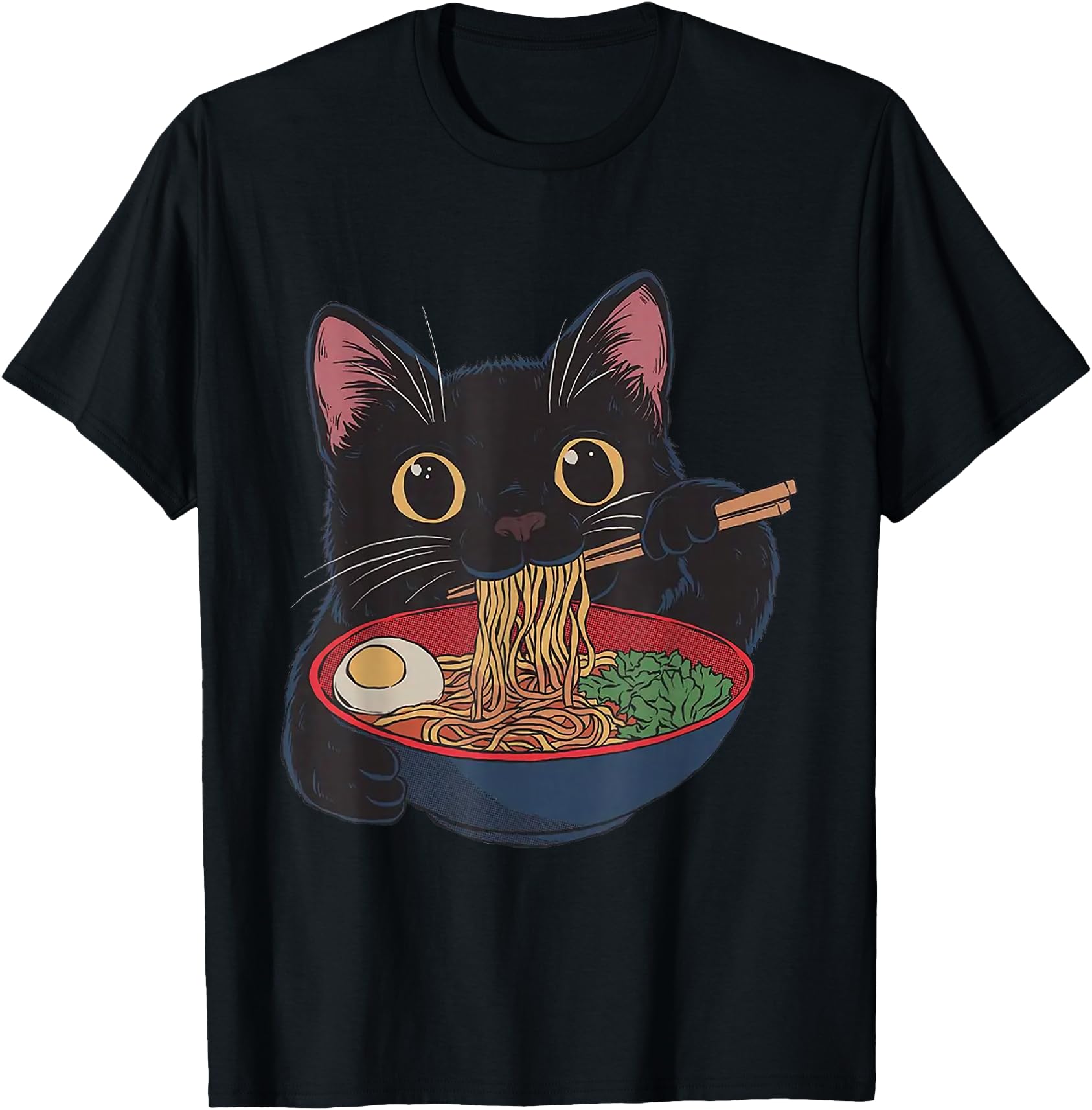 Funny Cat Ramen Graphic Tee Japanese Kawaii Anime Cat