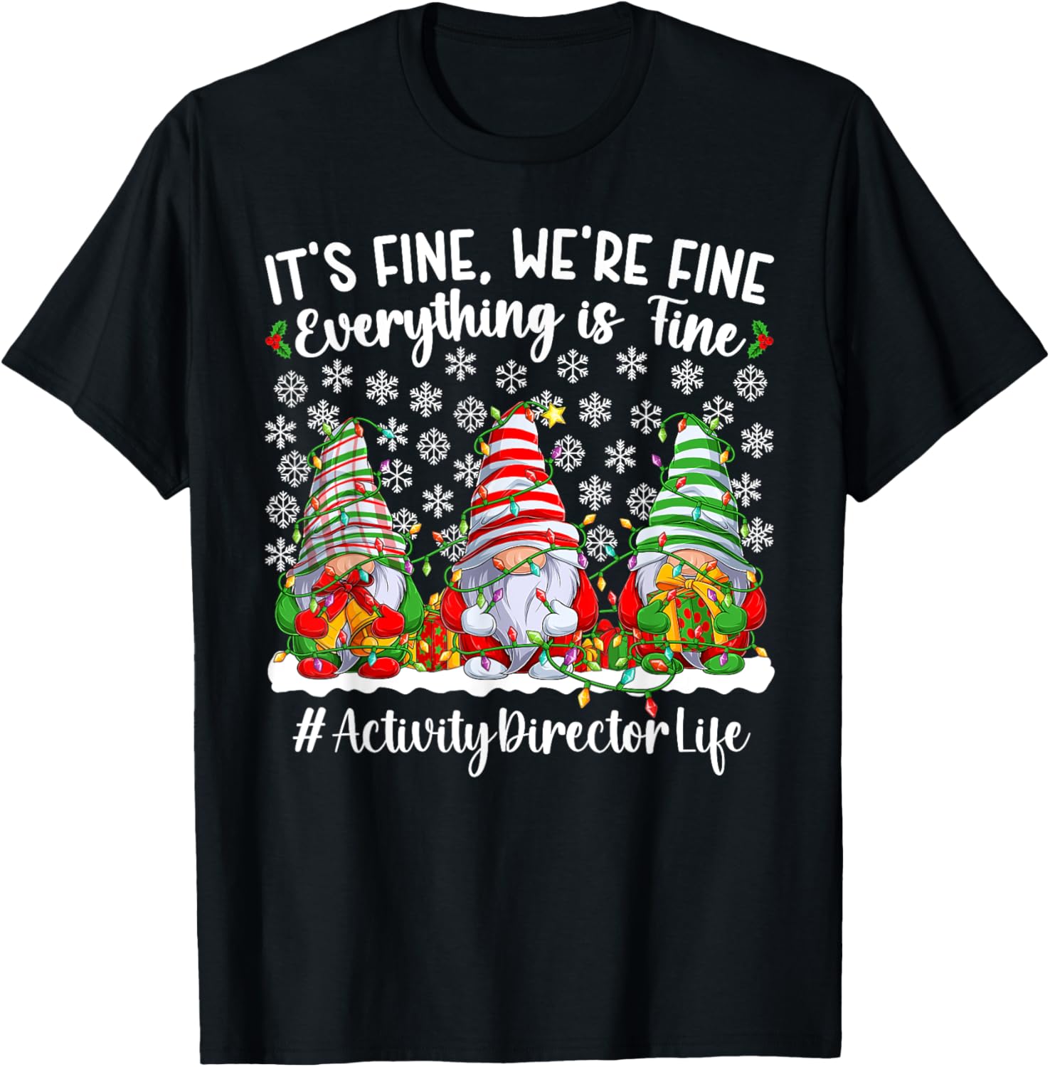 Funny Christmas Activity Director Xmas T-Shirt - Black, Small - Unisex-Adults