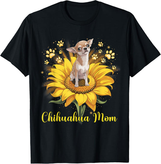 Chihuahua Mom Sunflower Women Men Dog Lovers Mother's Day T-Shirt